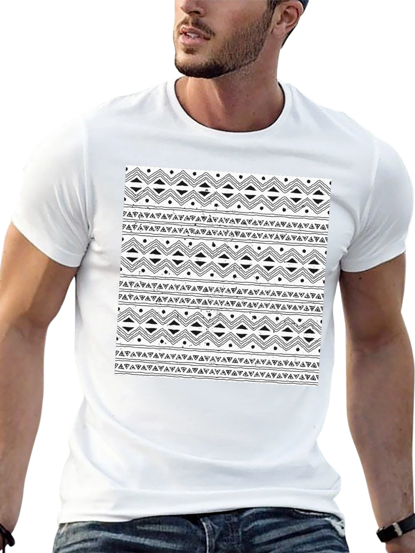 Patterned Black T-Shirt