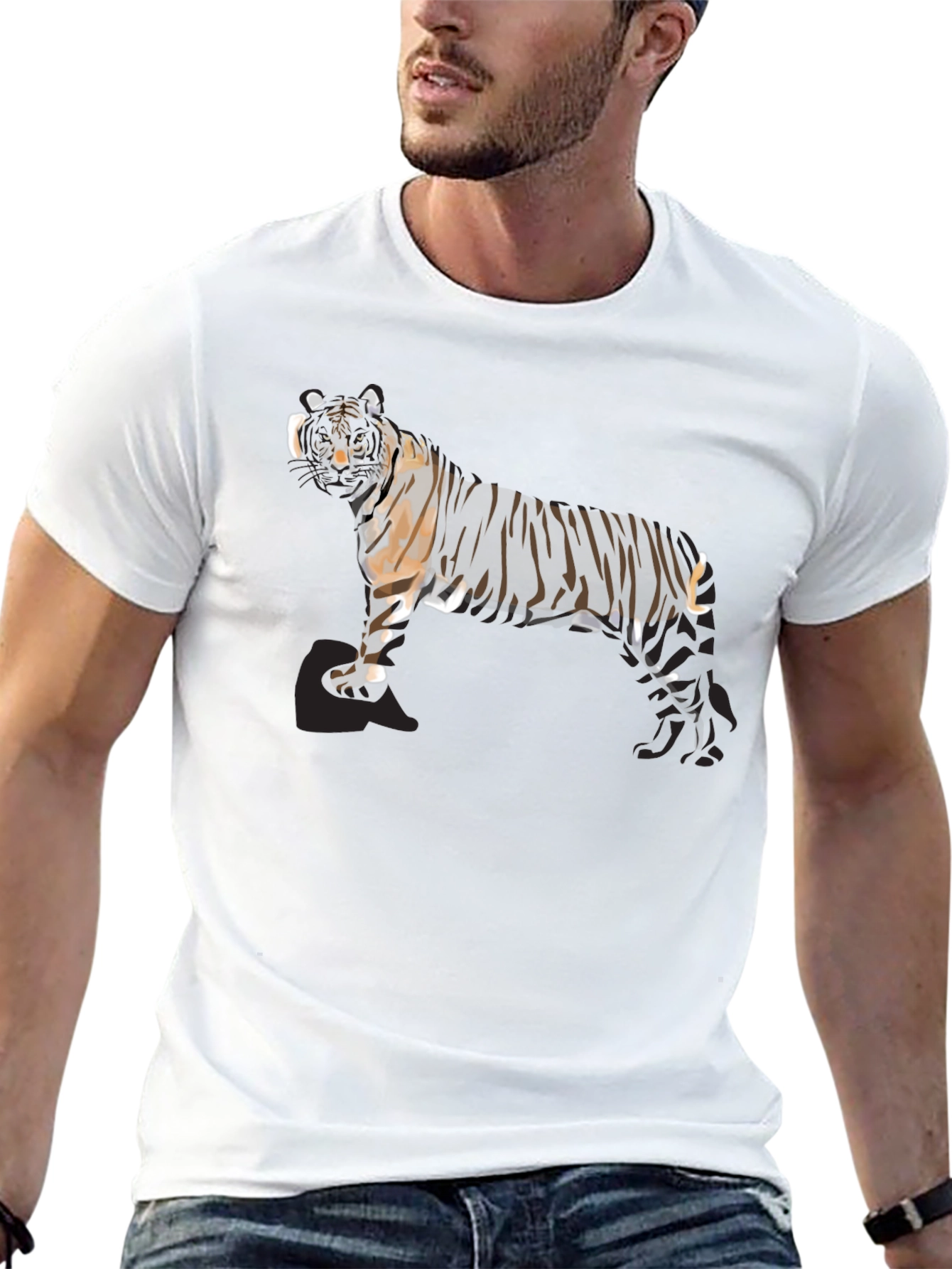 Striking Tiger Graphic Black T-Shirt