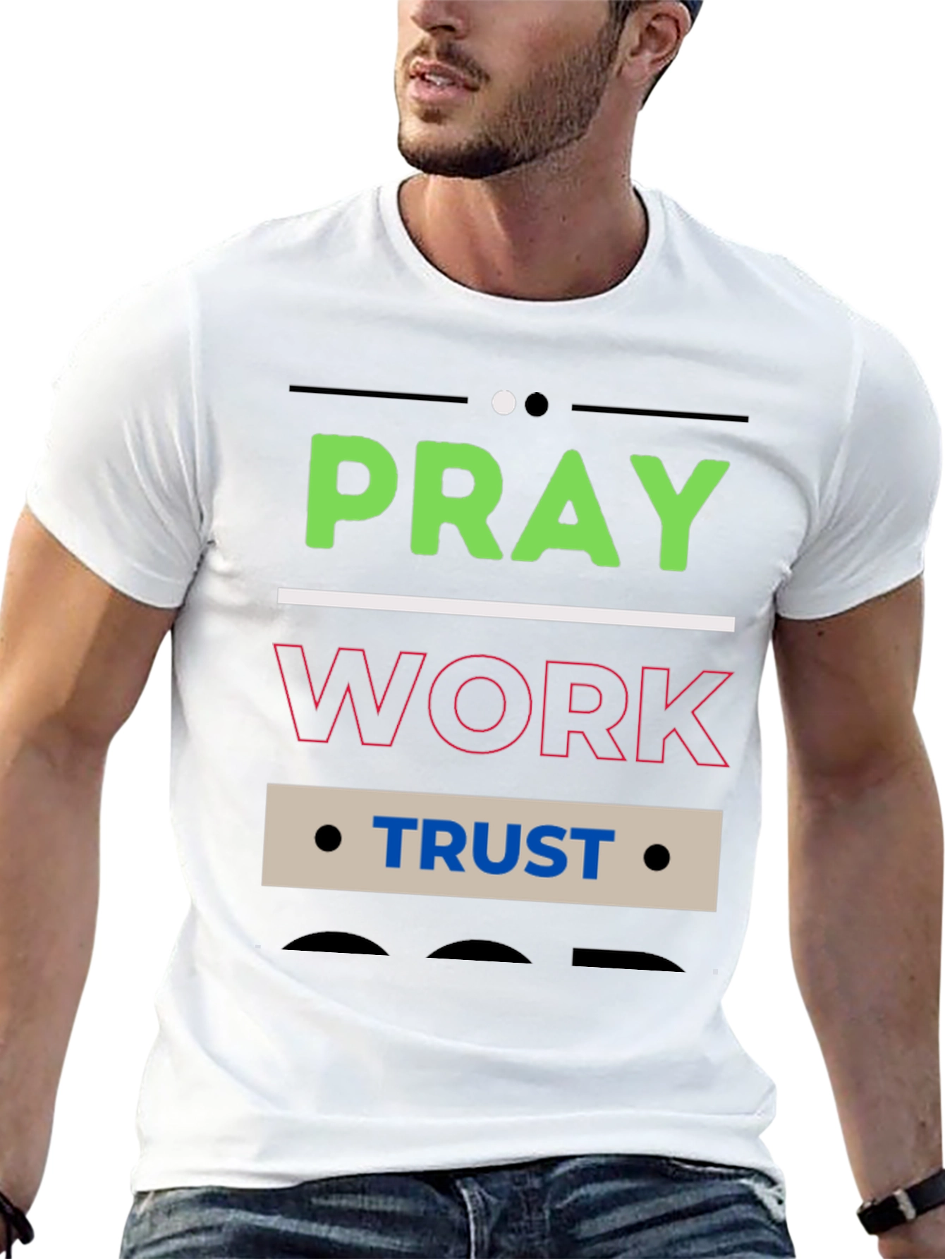 Pray Work Trust Graphic T-Shirt - Black