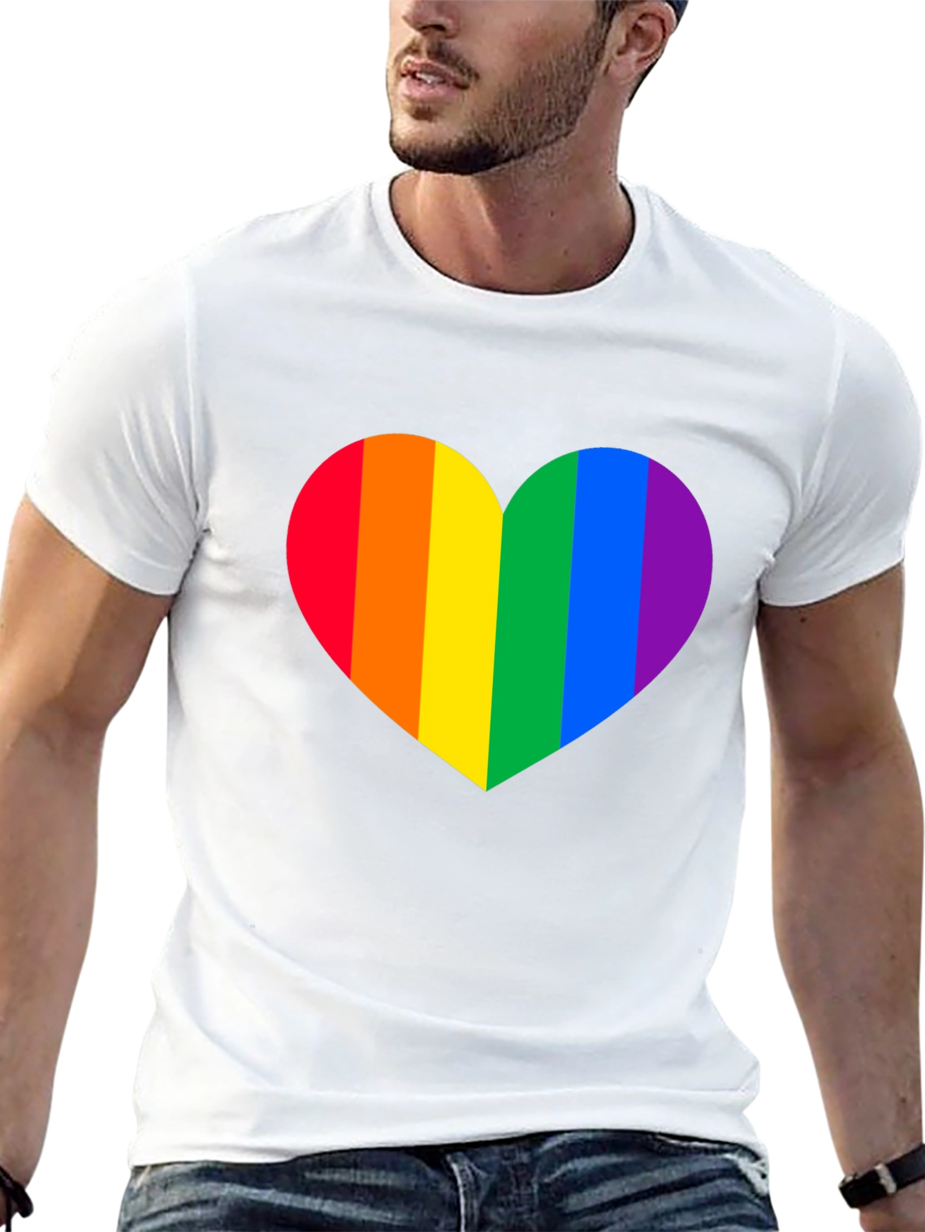 Rainbow Heart Pride T-Shirt - Classic Black Tee