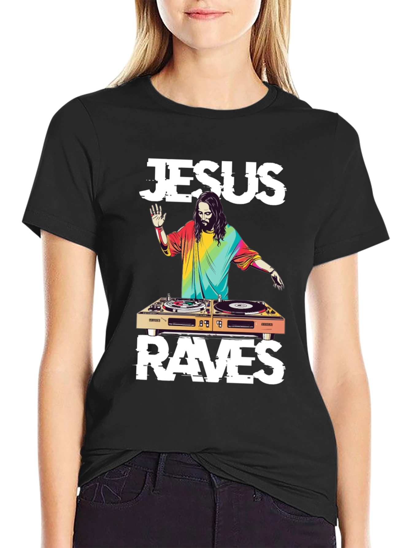 Jesus Raves DJ T-Shirt - Unique Graphic Tee