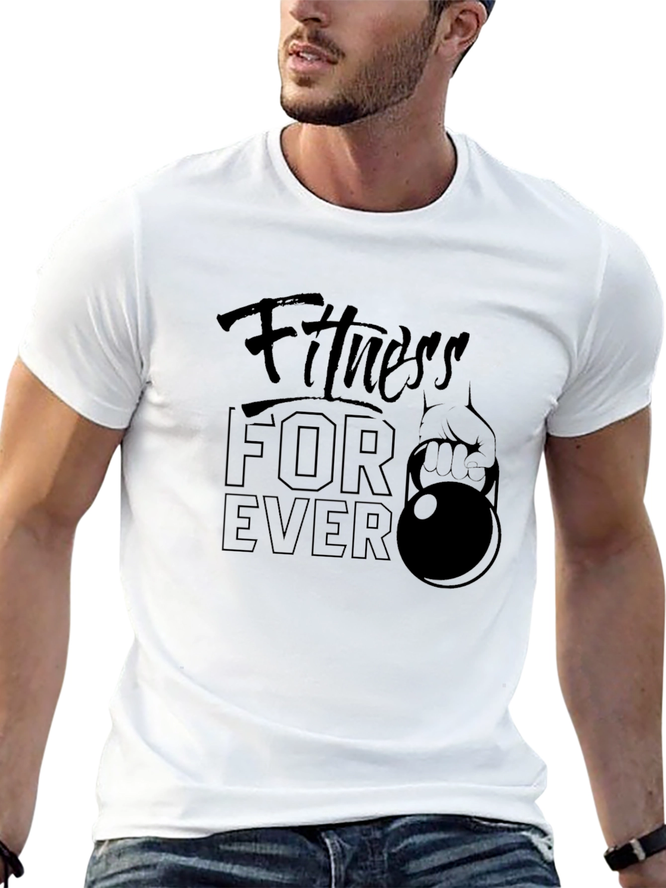 Fitness Forever Black Graphic T-Shirt