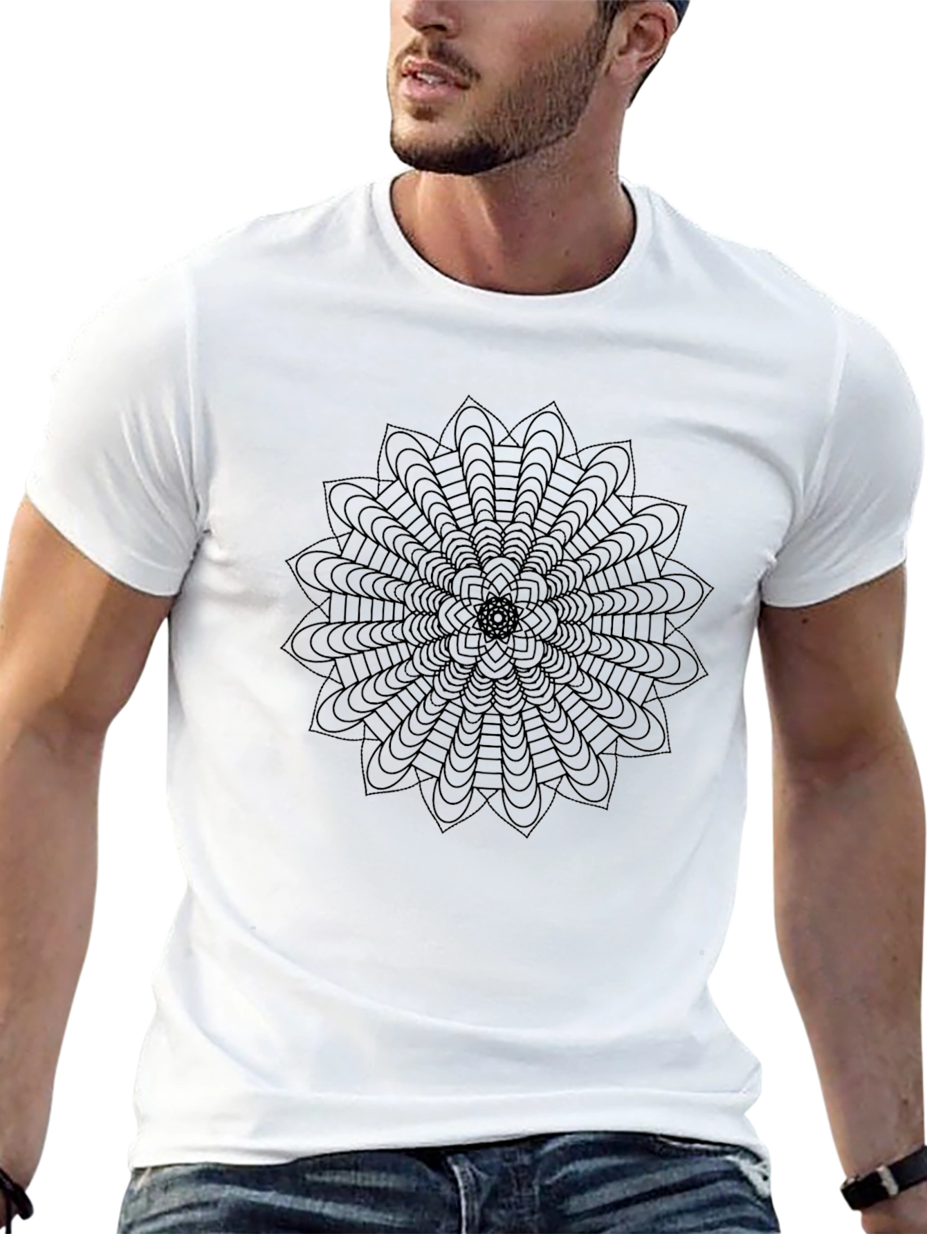 Geometric Mandala T-Shirt - Stylish Black Tee