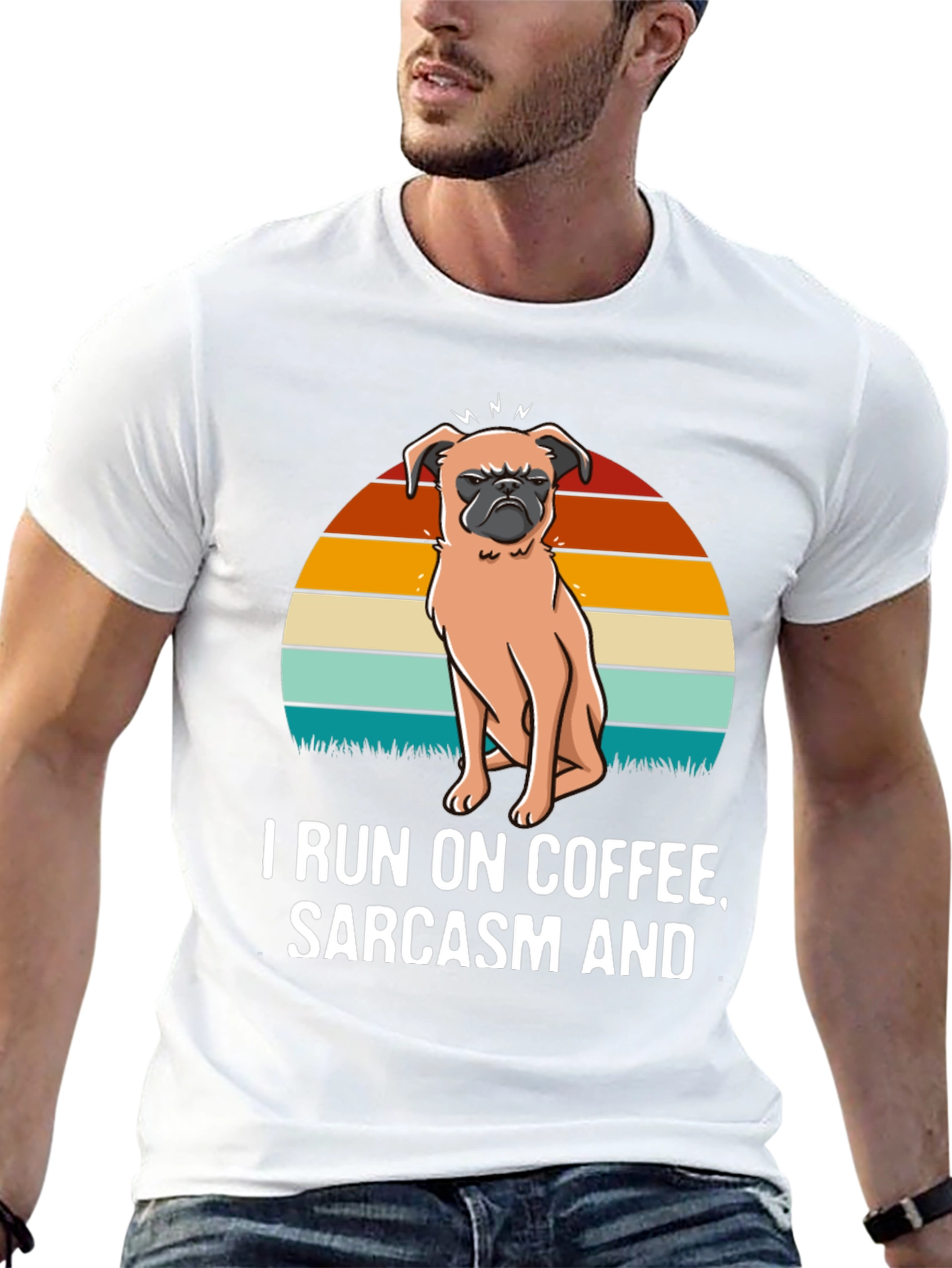 I Run On Coffee Sarcasm and Pugs T-Shirt