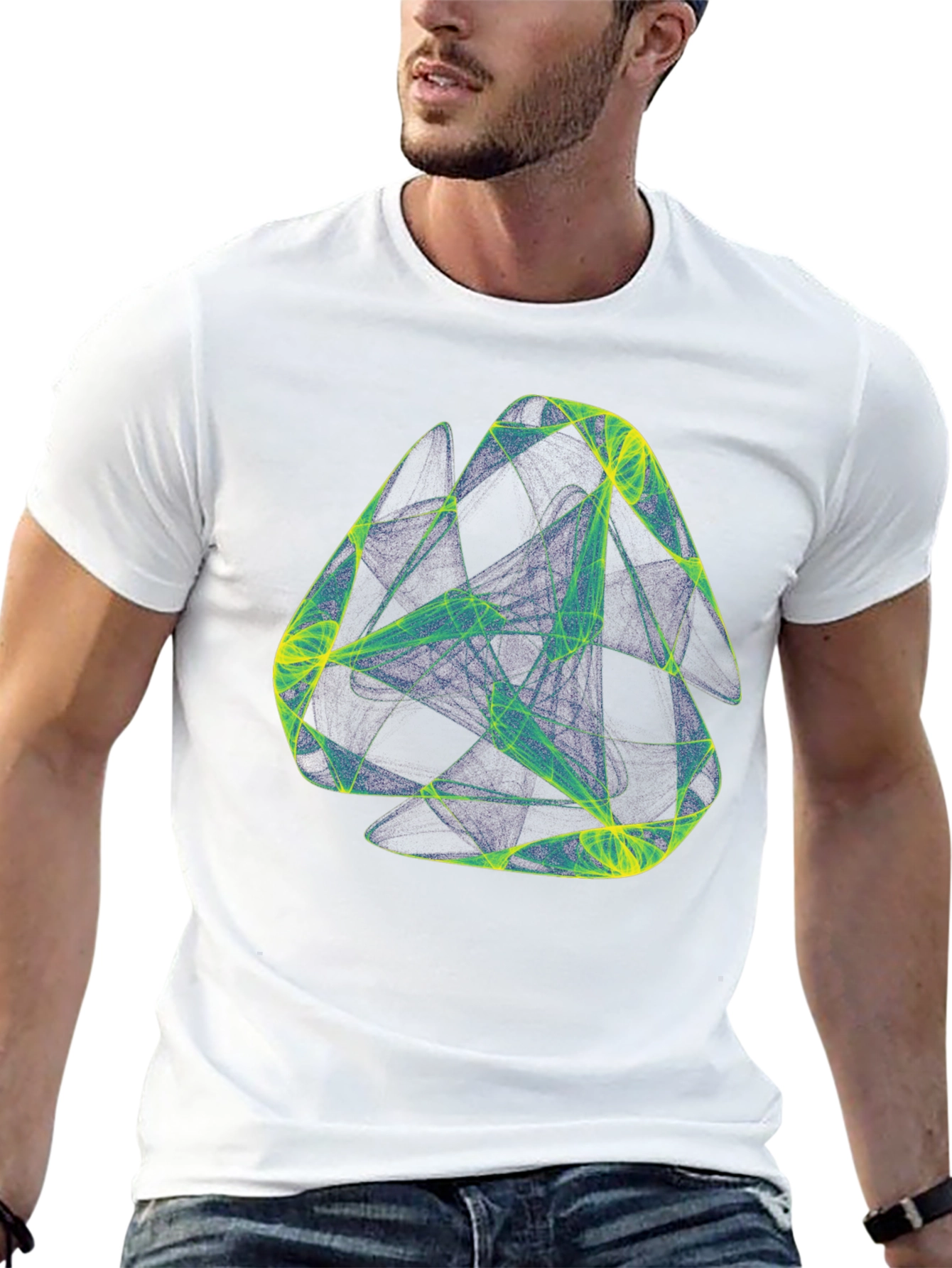 Abstract Geometric Graphic Print Black T-Shirt