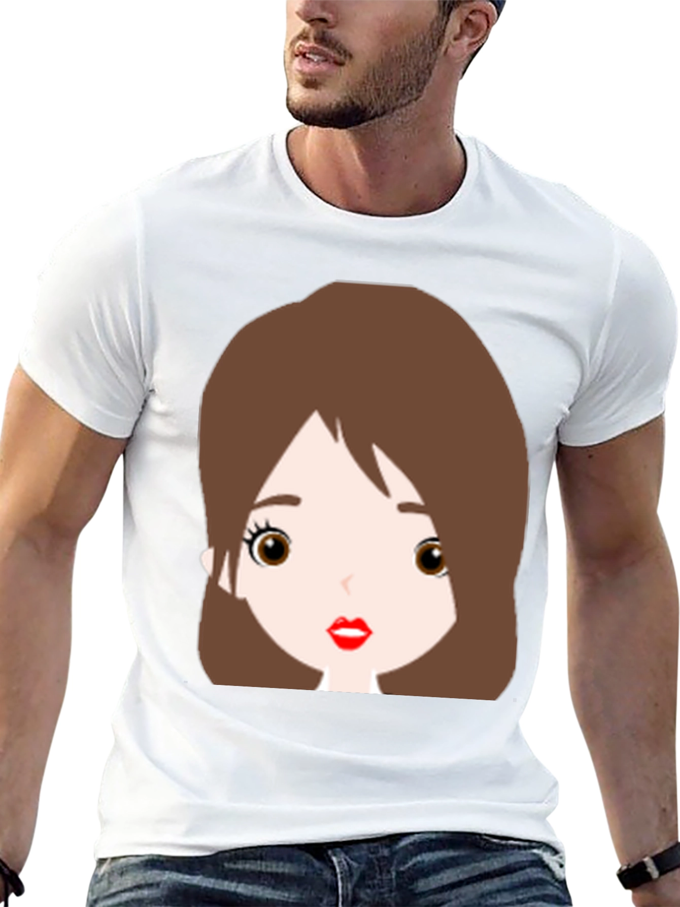 Cute Cartoon Girl Graphic Black T-Shirt