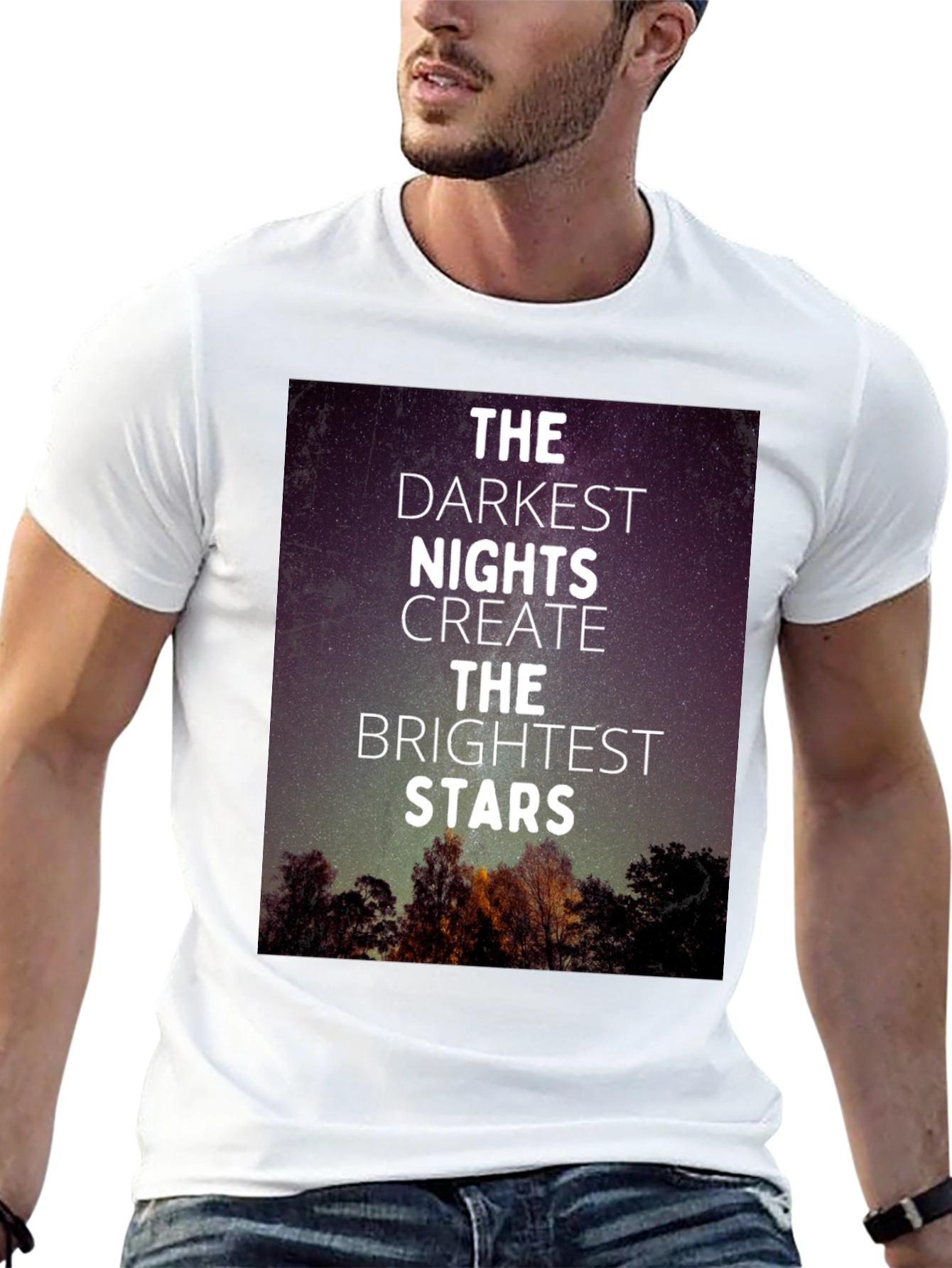 Inspirational Darkest Nights Brightest Stars Black T-Shirt