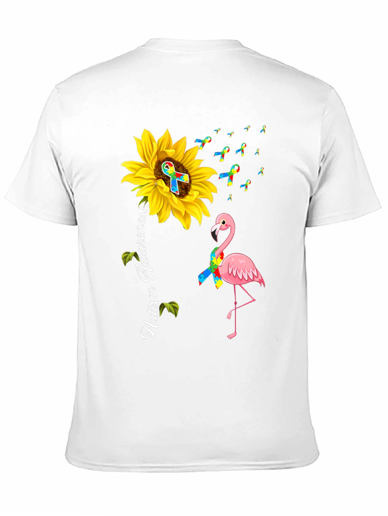 Autism Awareness Sunflower Flamingo T-Shirt