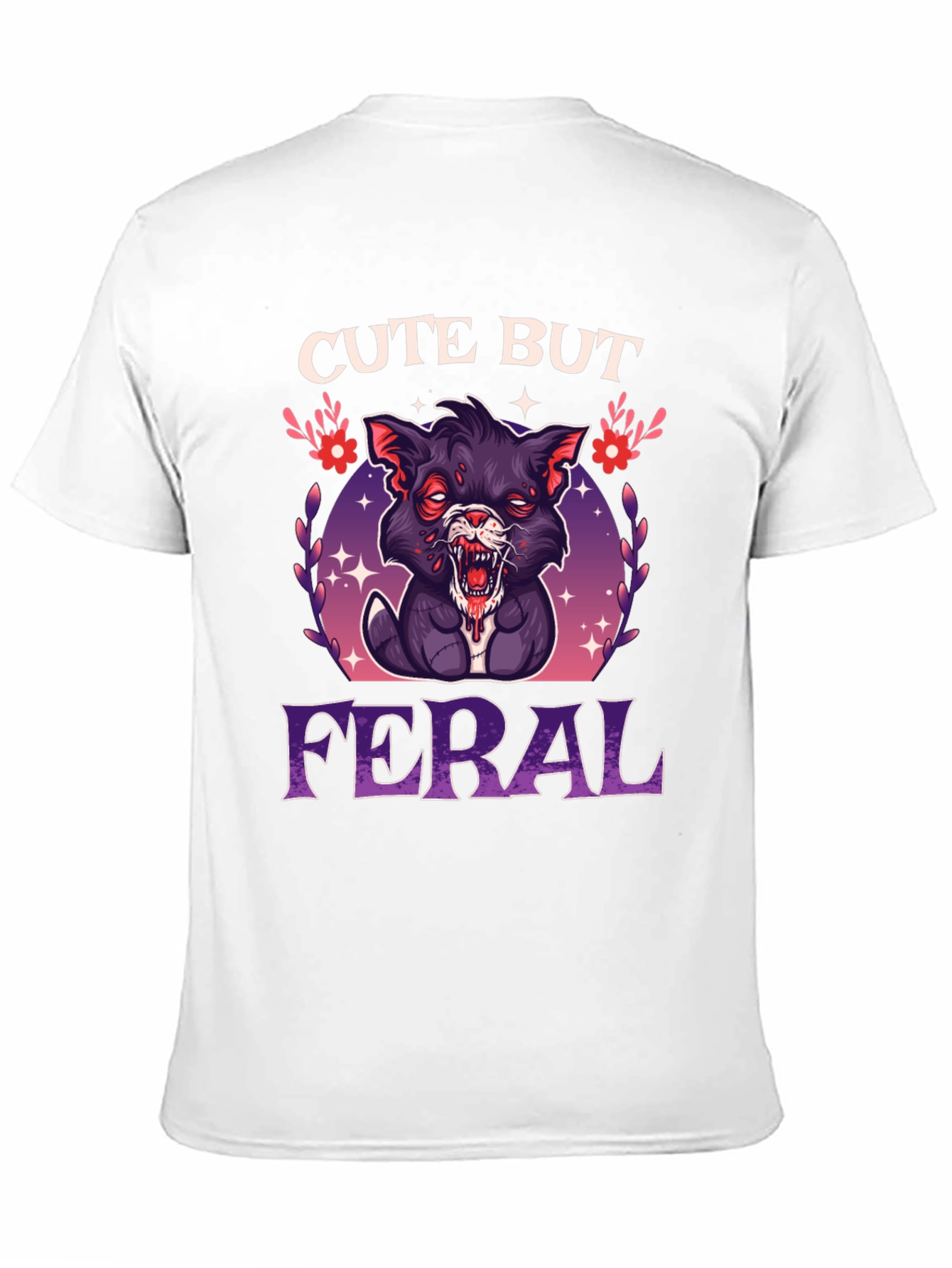 Cute But Feral Black Cat Graphic T-Shirt