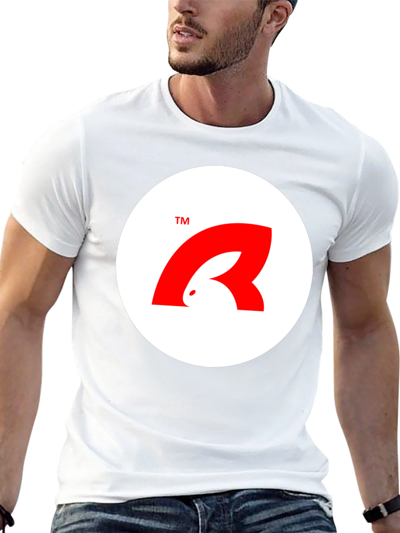 Stylish Black T-Shirt with Unique Bunny Logo