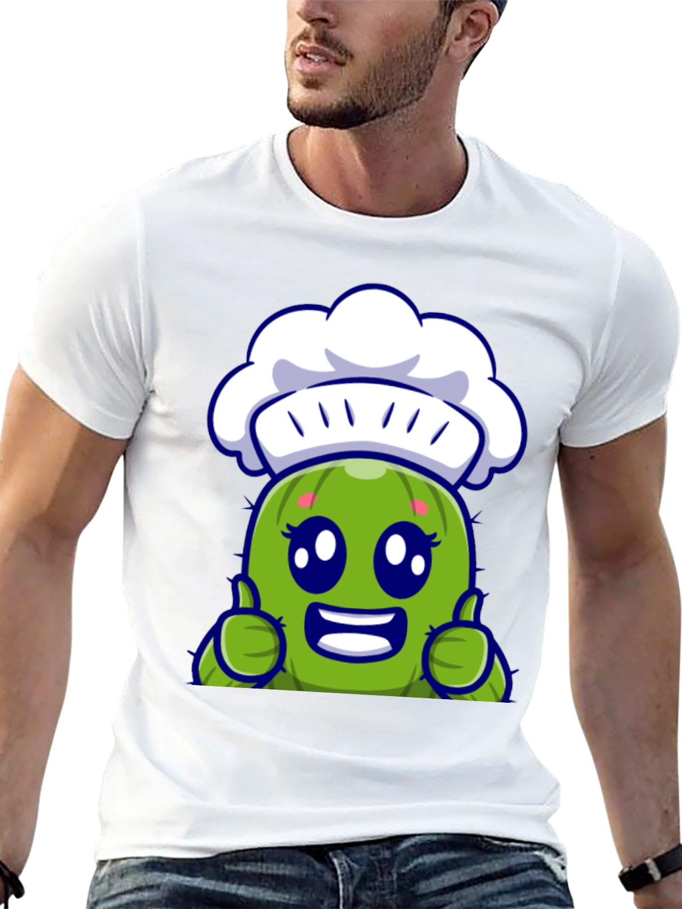 Cute Chef Cactus Cartoon Graphic Tee