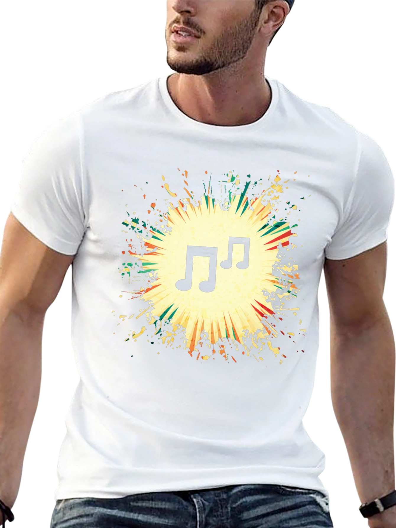 Musical Note Graphic Black T-Shirt