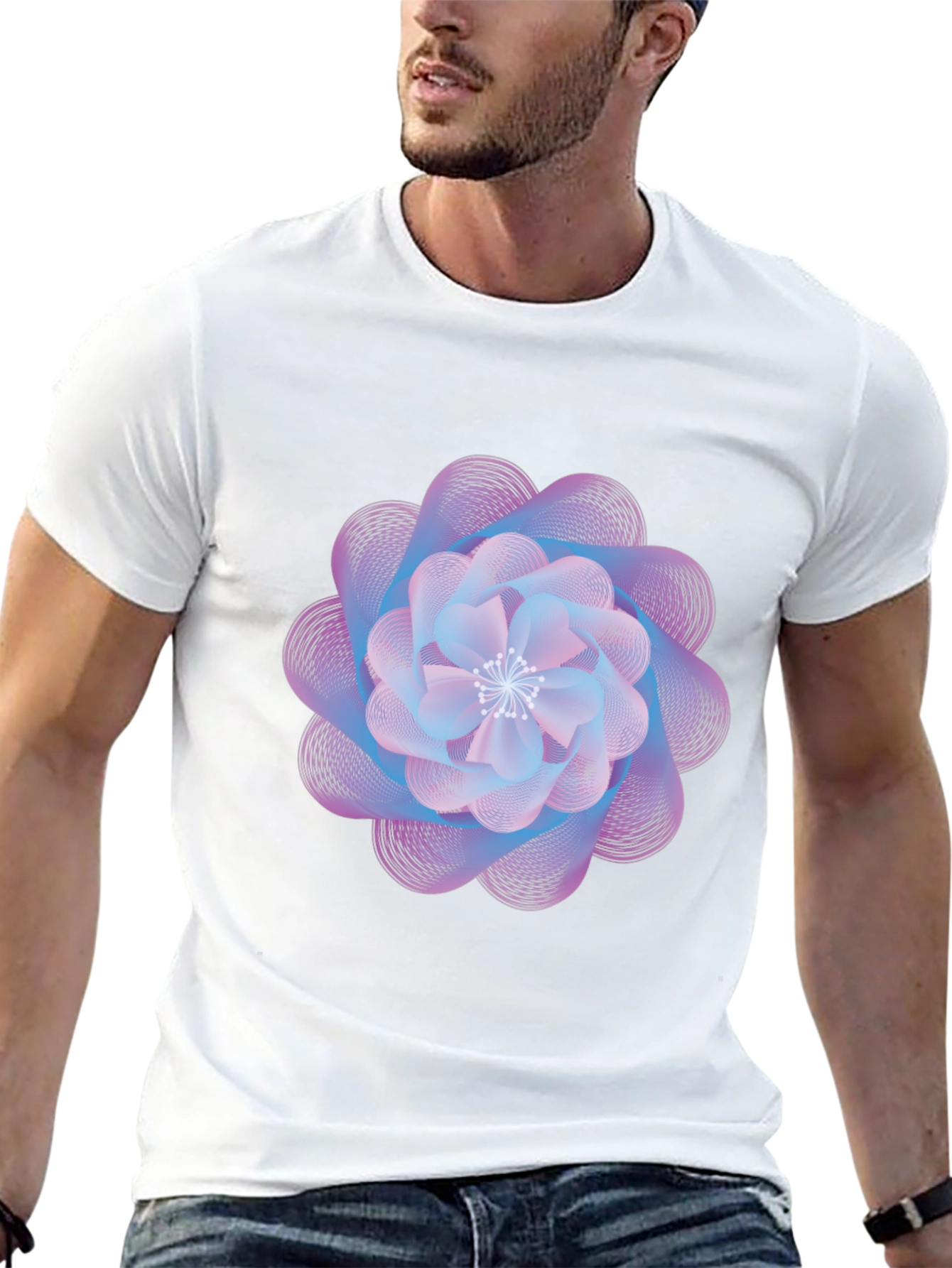 Abstract Floral Graphic Print Black T-Shirt