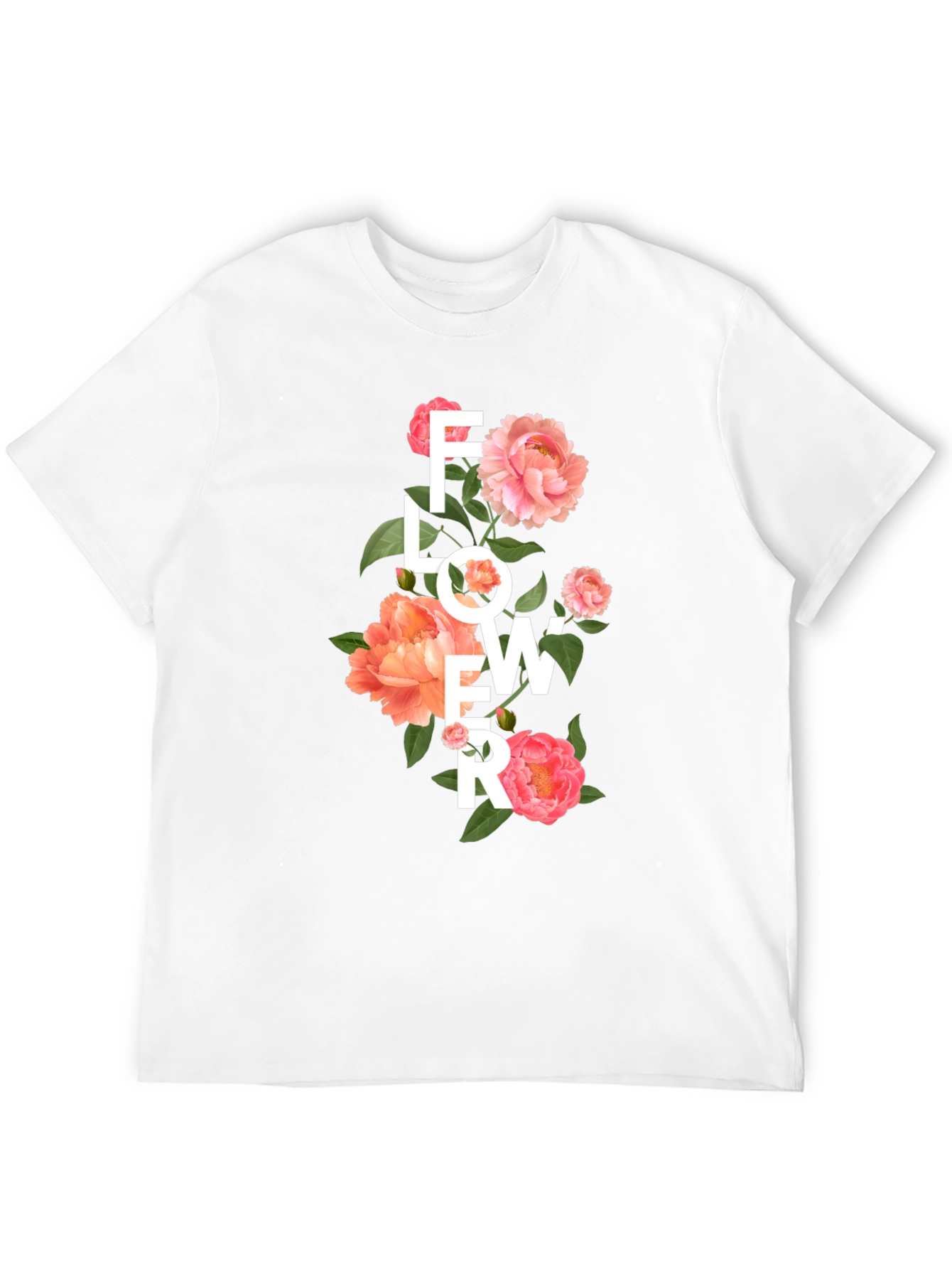 Floral Design Black T-Shirt