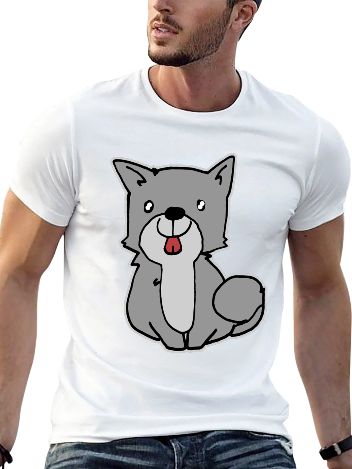 Cute Cartoon Dog Graphic Tee - Black Unisex T-Shirt