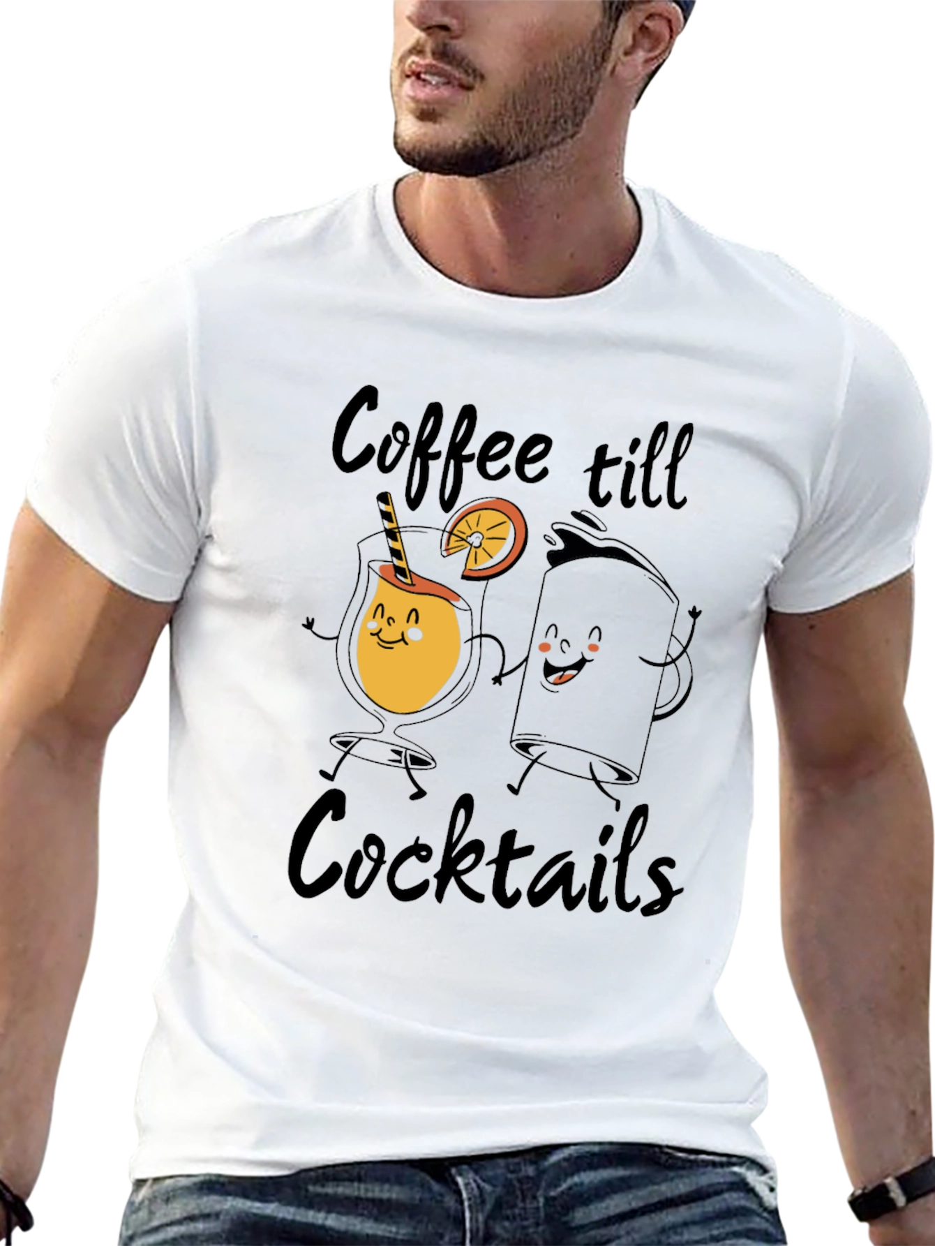 Coffee till Cocktails Graphic Tee - Black