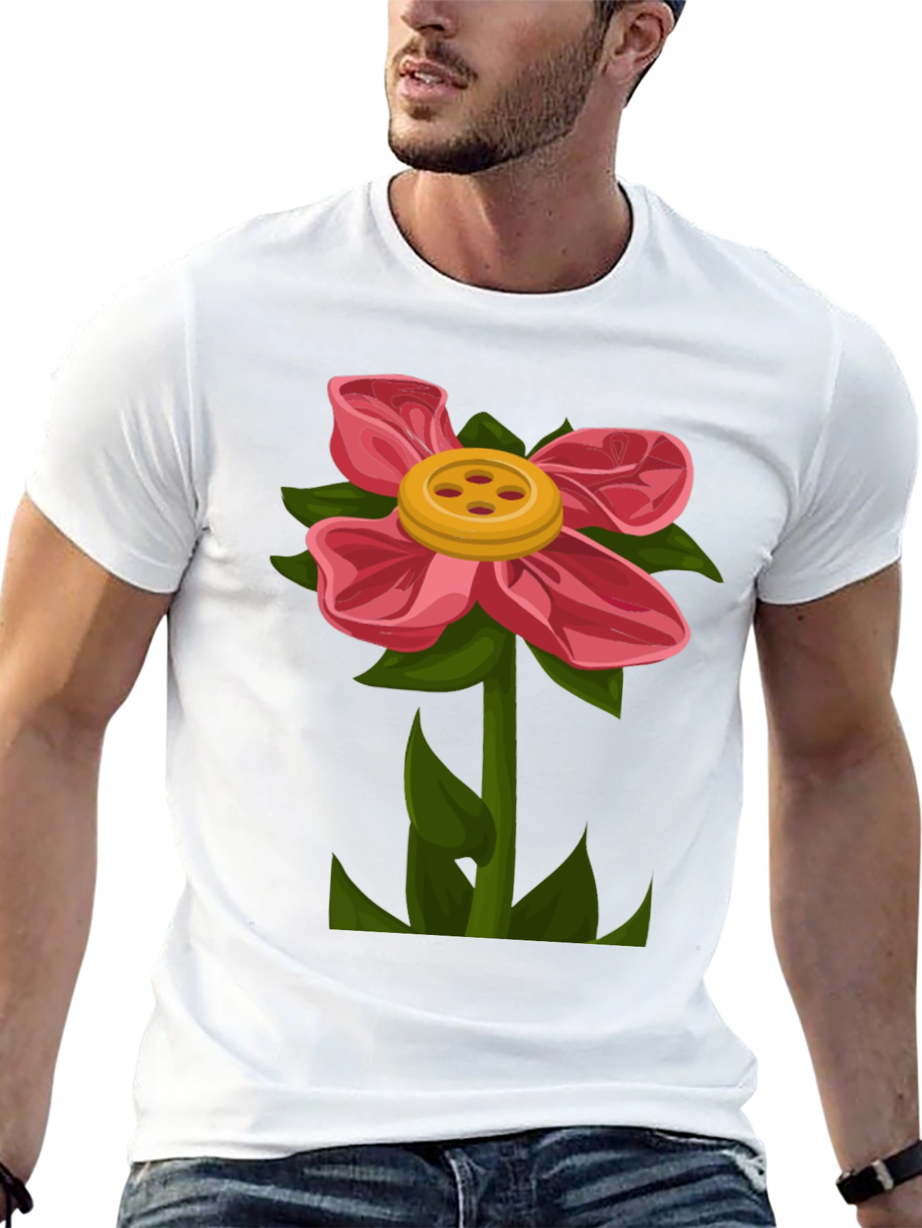 Flower Power T-Shirt - Fun Button Flower Design!
