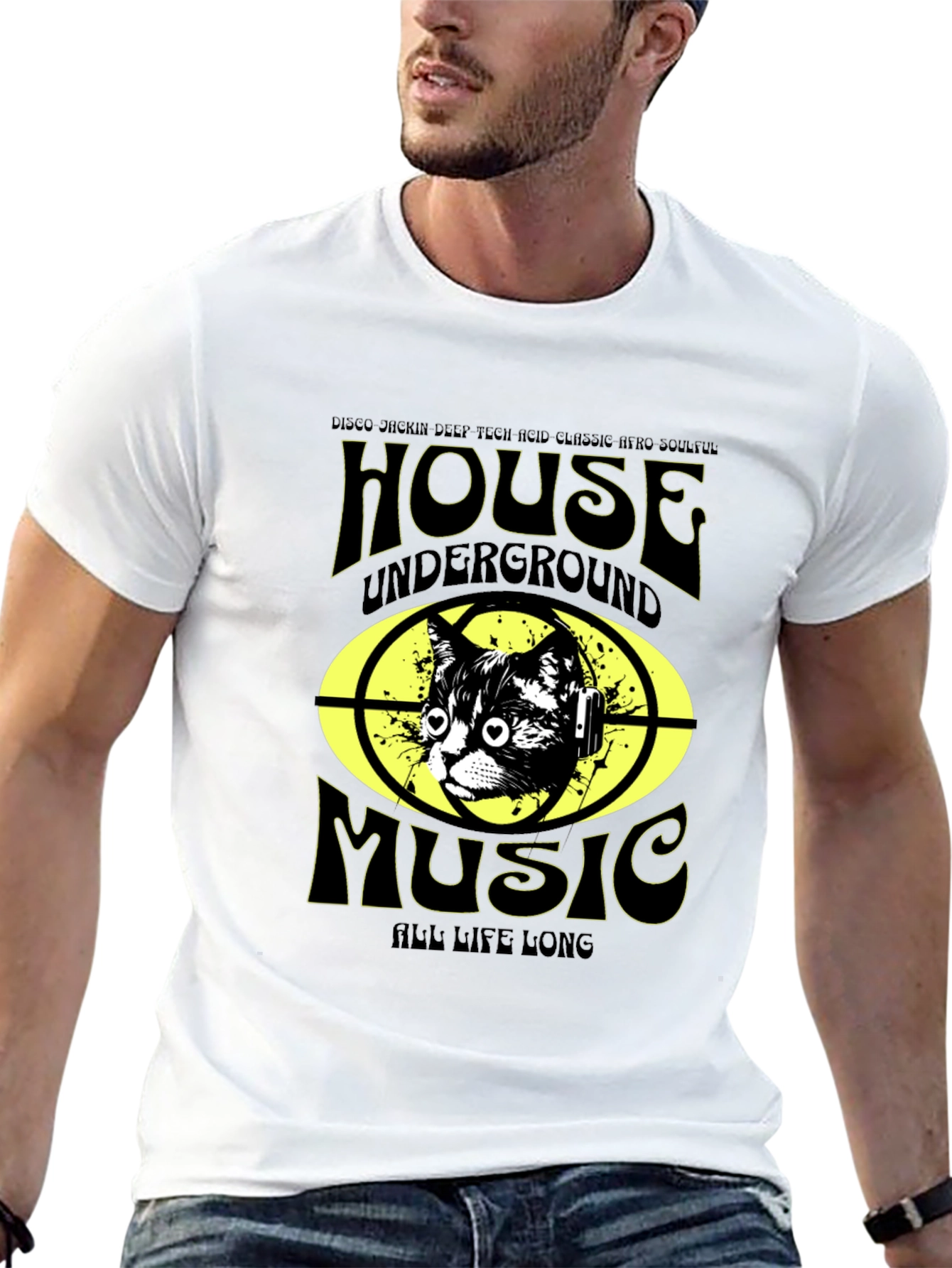 House Music Cat T-Shirt - Underground DJ Style