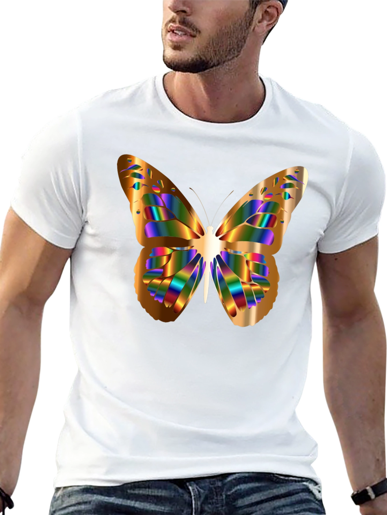 Butterfly Graphic Print Black T-Shirt
