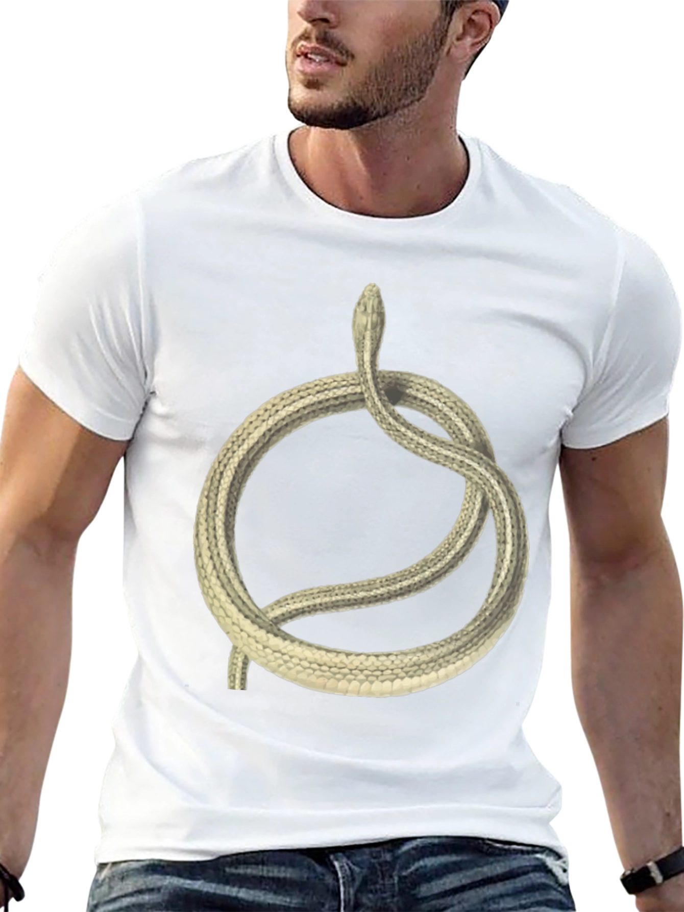 Ouroboros Snake Graphic Tee - Black Cotton T-Shirt