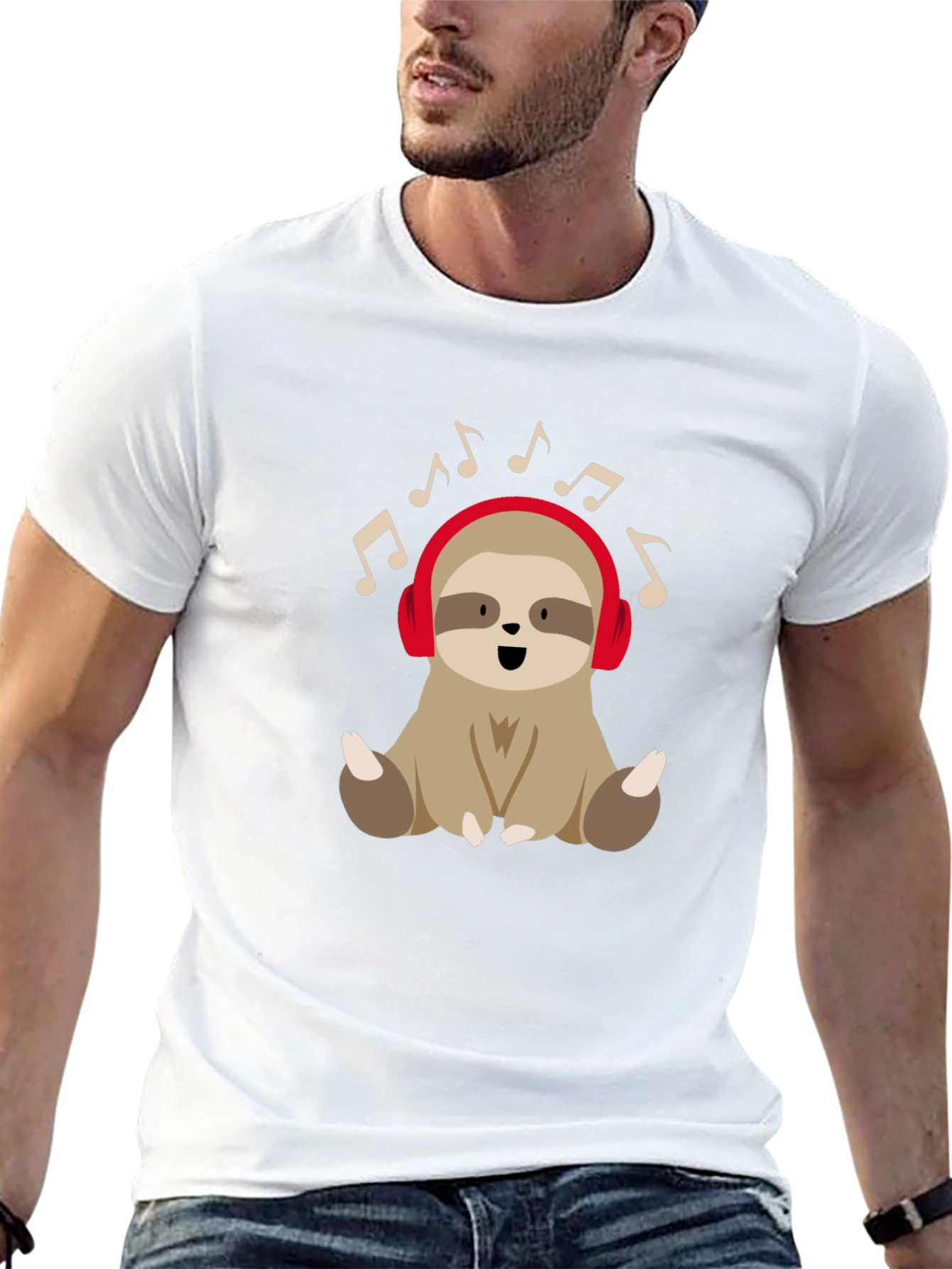 Sloth Music Lover T-Shirt - Cute Cartoon Design