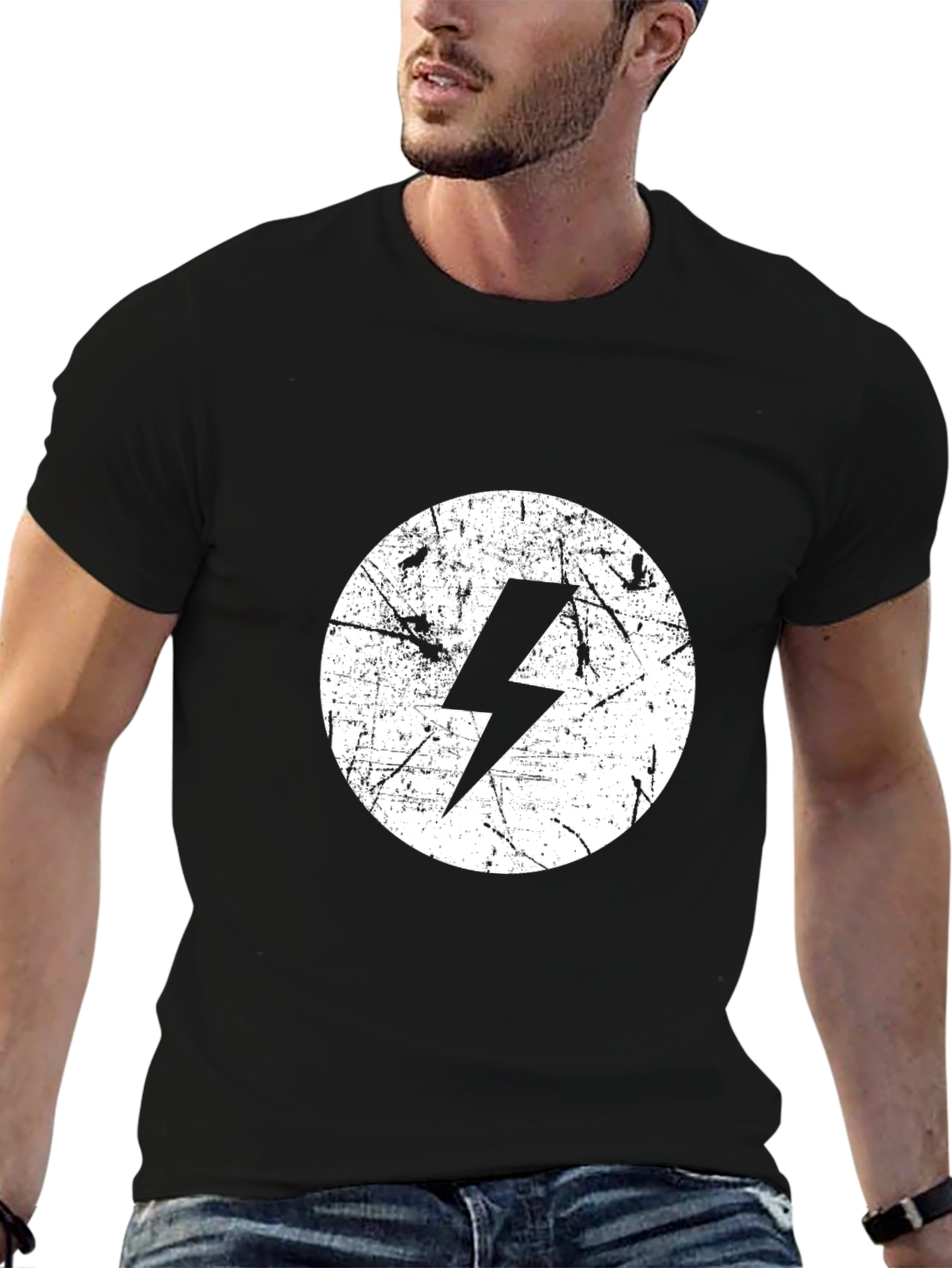 Distressed Lightning Bolt Graphic Tee