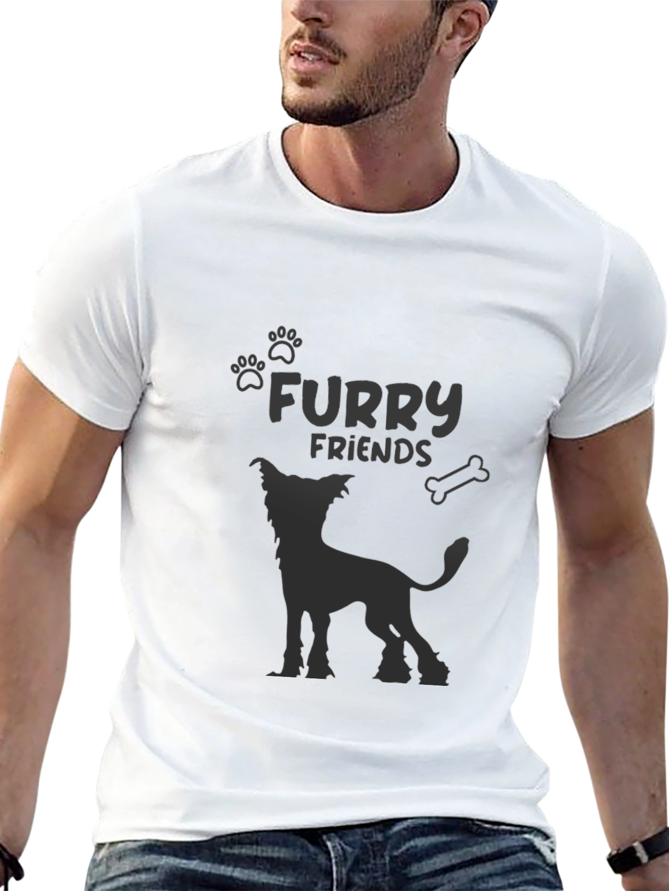 Furry Friends Dog Graphic Tee - Black