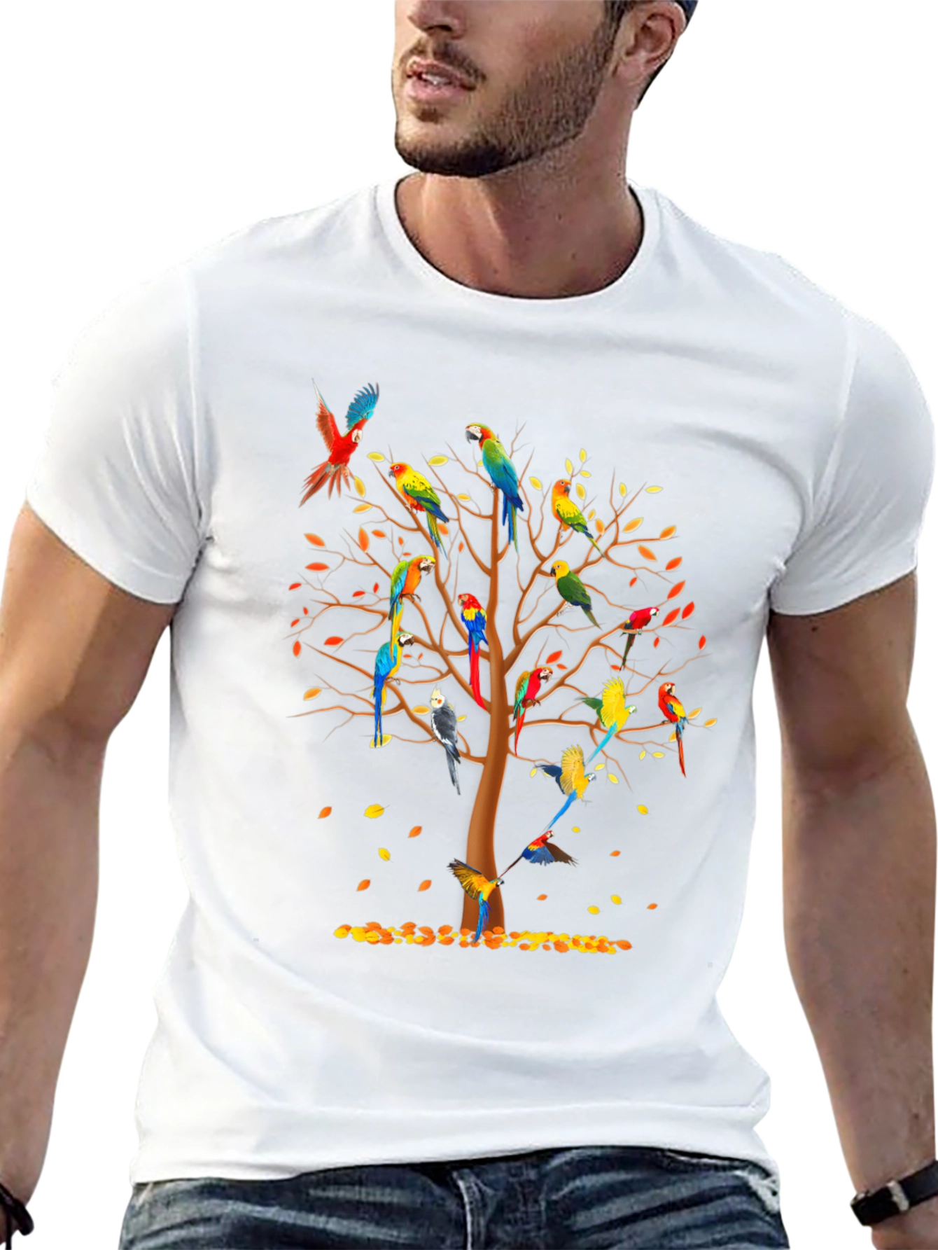 Parrot Tree T-Shirt - Vibrant Avian Design