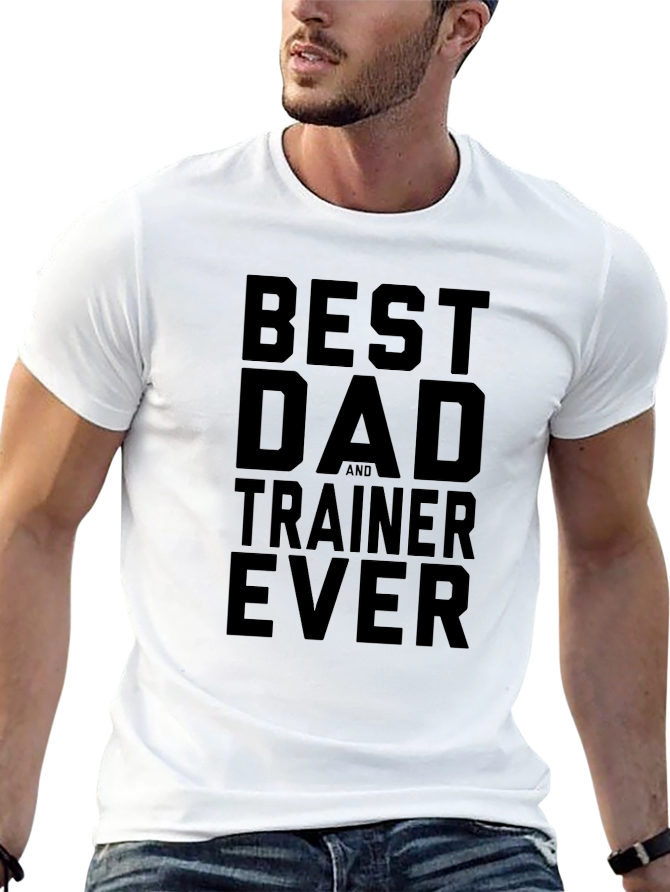 Best Dad and Trainer Ever Black Graphic T-Shirt
