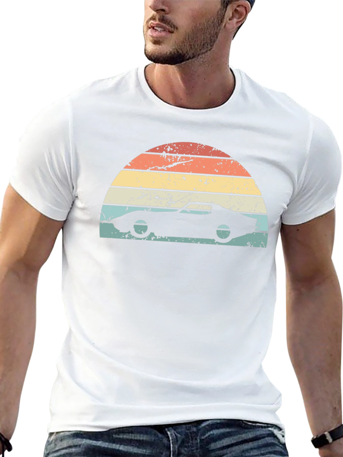 Retro Sunset Car Graphic T-Shirt