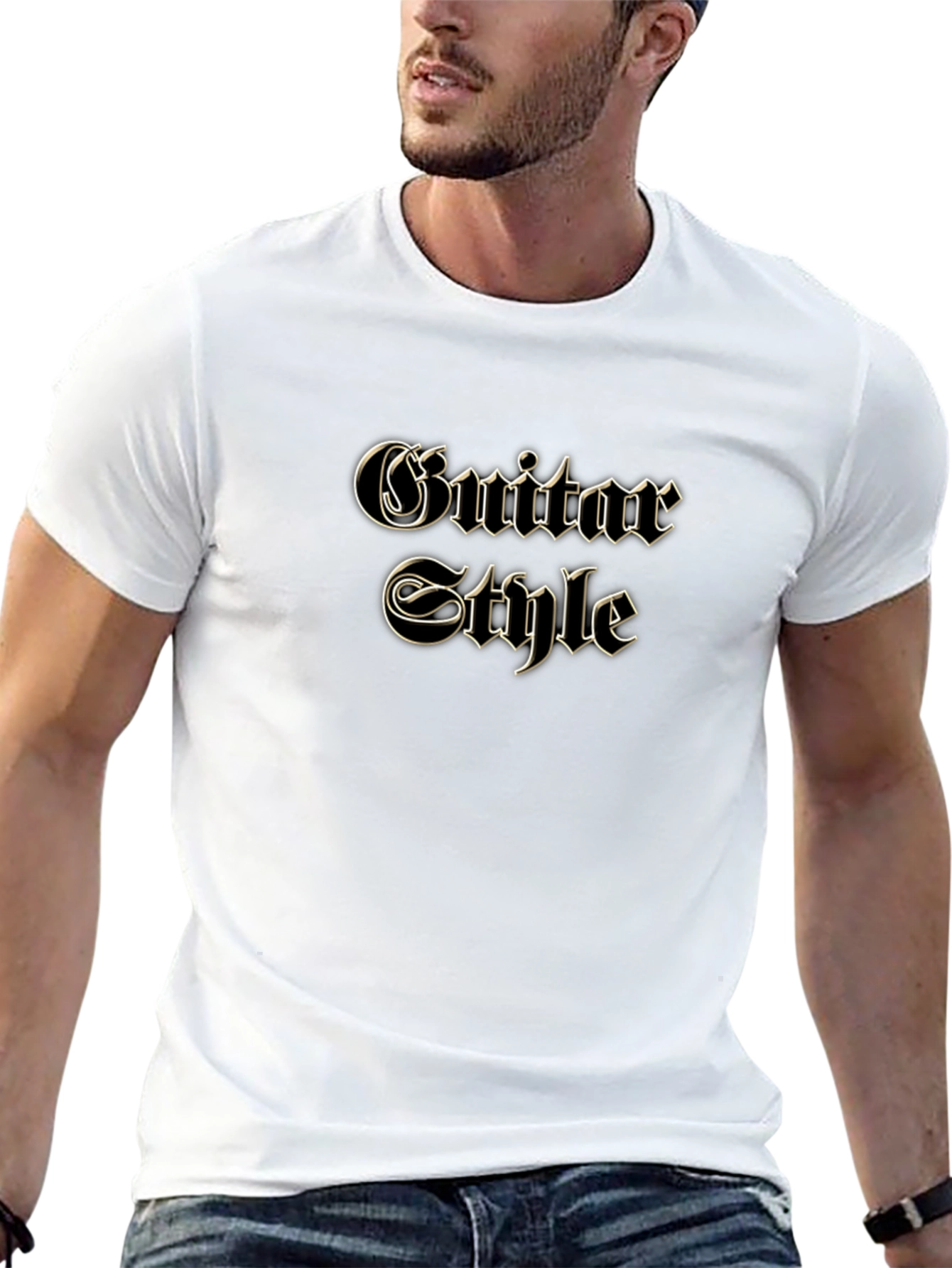 Guitar Style Graphic Black T-Shirt