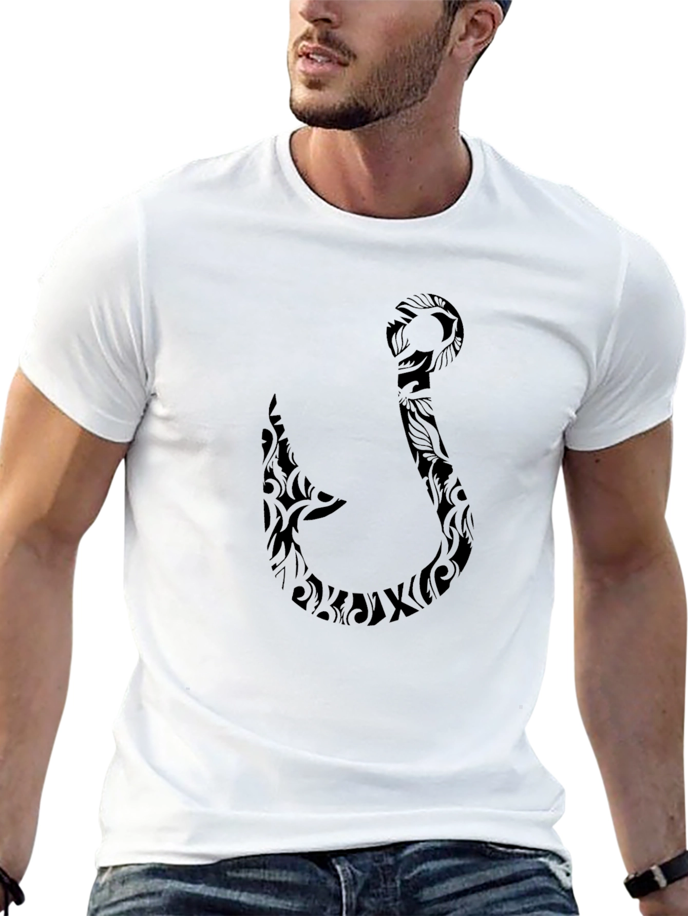 Tribal Hook Graphic Black T-Shirt
