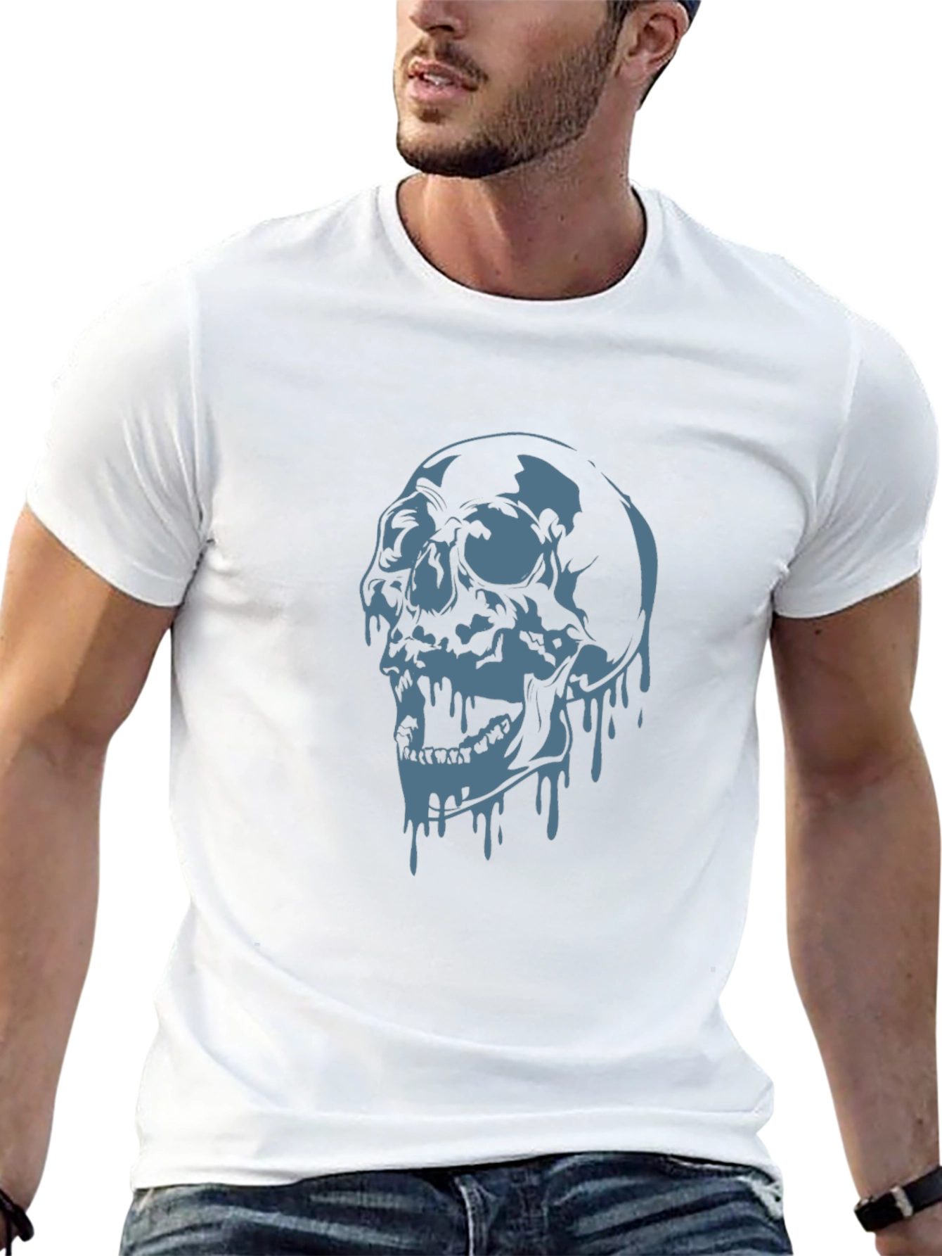 Edgy Skull Graphic T-Shirt - Black