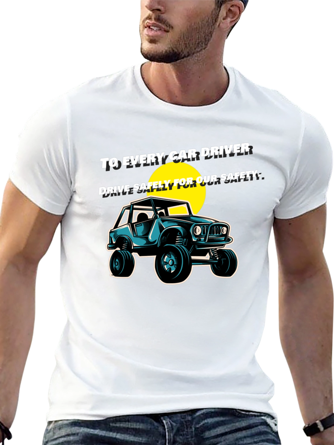 Drive Safely Car Graphic T-Shirt - Black