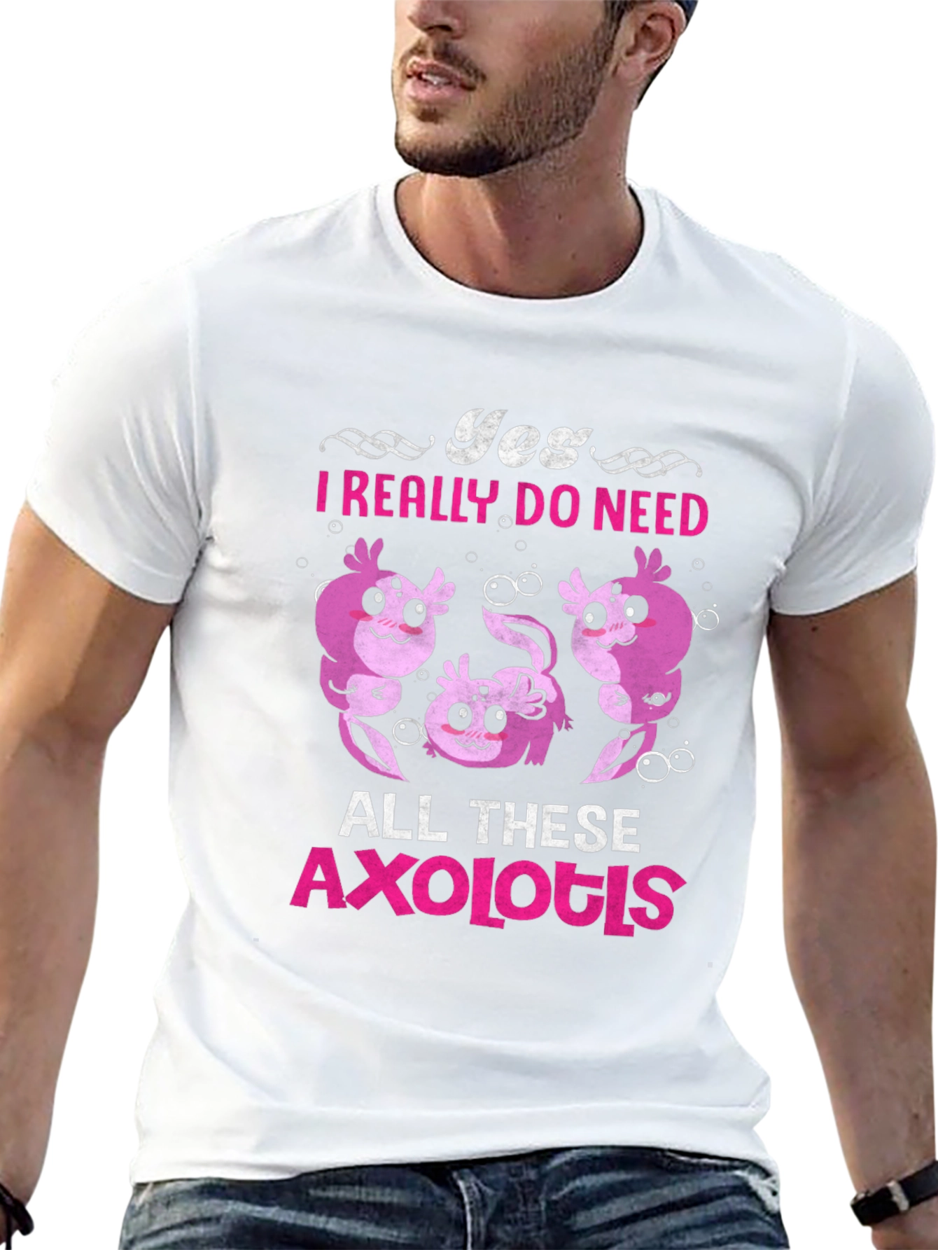 Yes Axolotls T-Shirt - Cute Cartoon Design