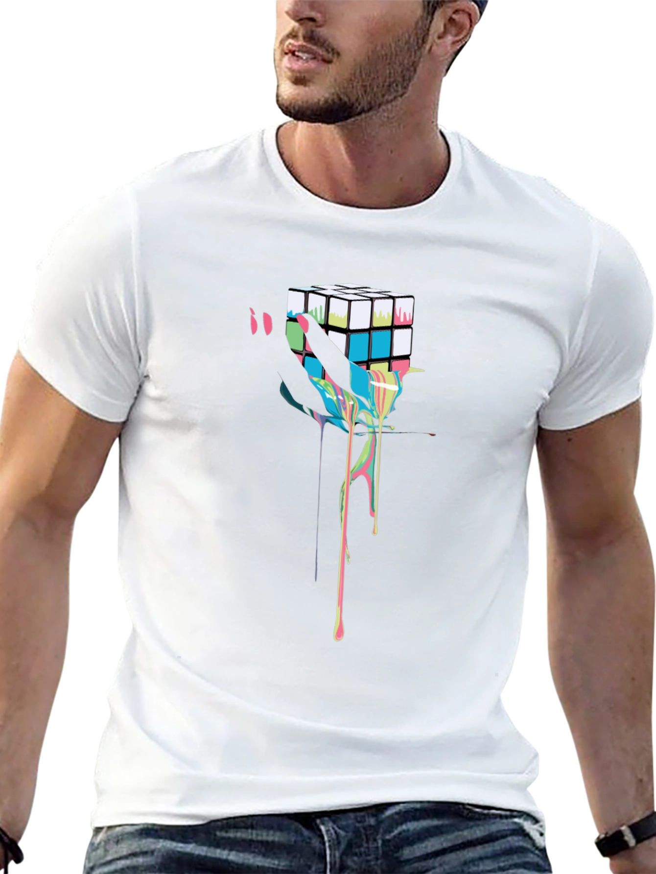 Rubiks Cube Drip Graphic T-Shirt