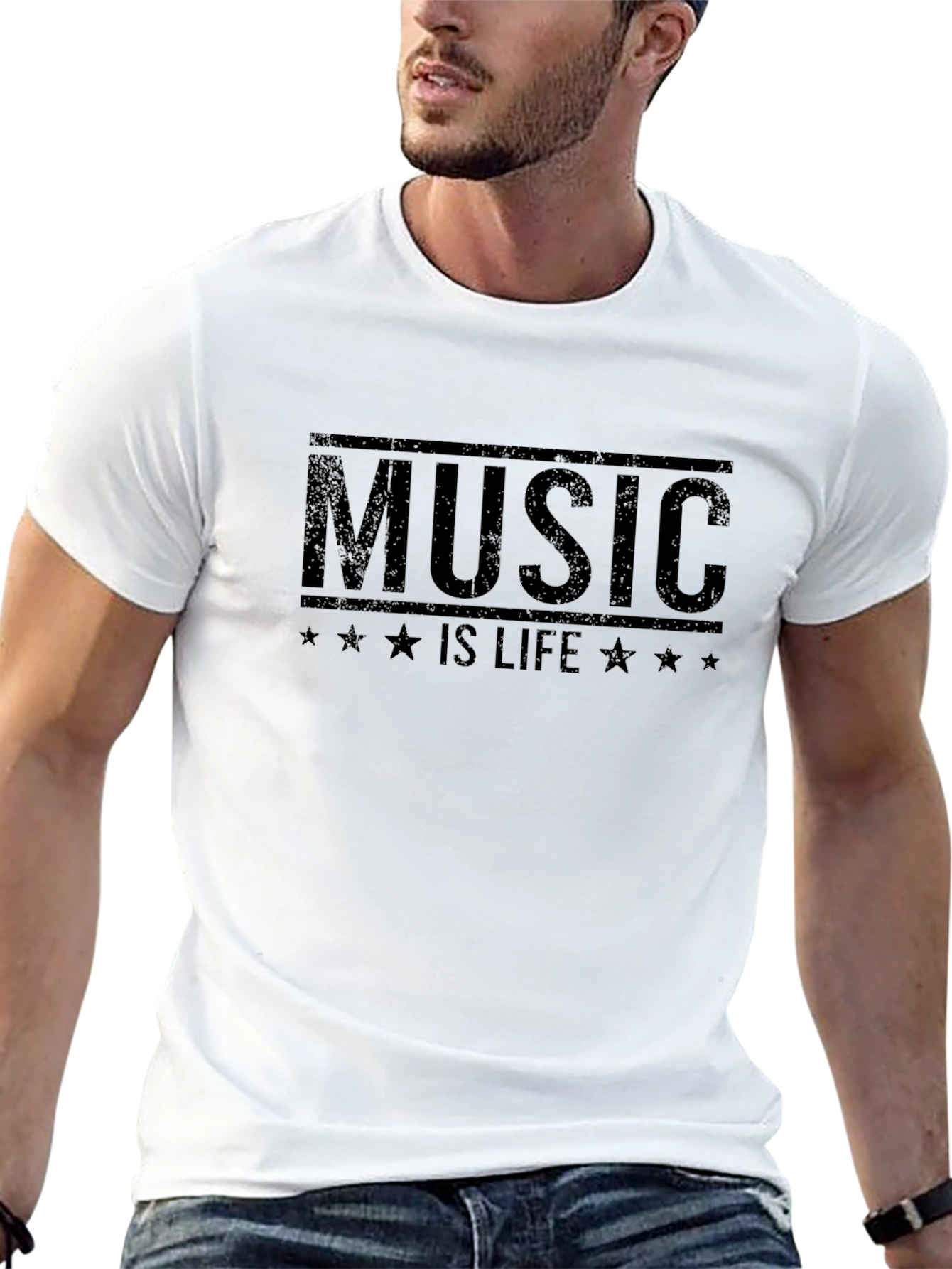 Music is Life Graphic T-Shirt - Black