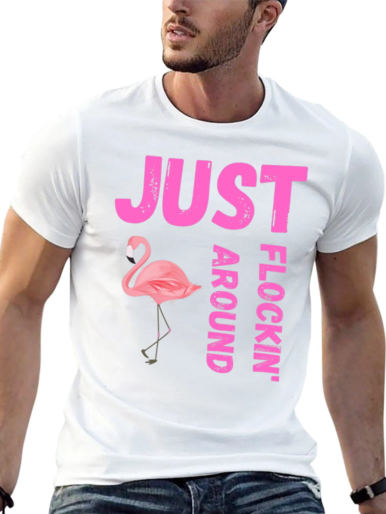 Just Flocking Around T-Shirt - Flamingo Graphic Tee