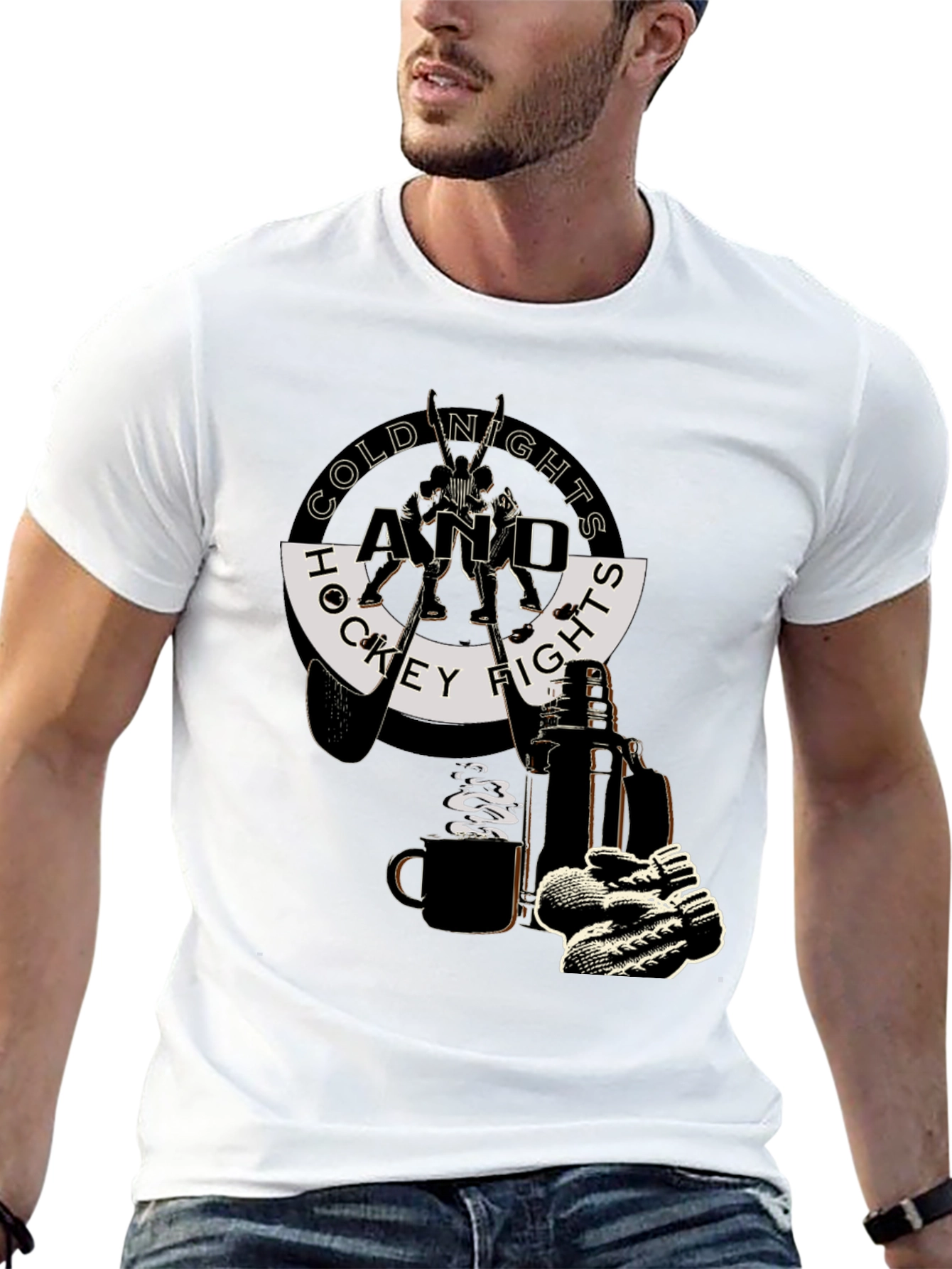 Cold Nights and Hockey Fights Graphic T-Shirt