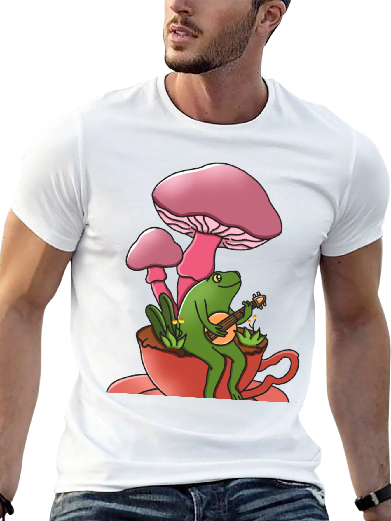 Mushroom Frog Guitarist Graphic Tee
