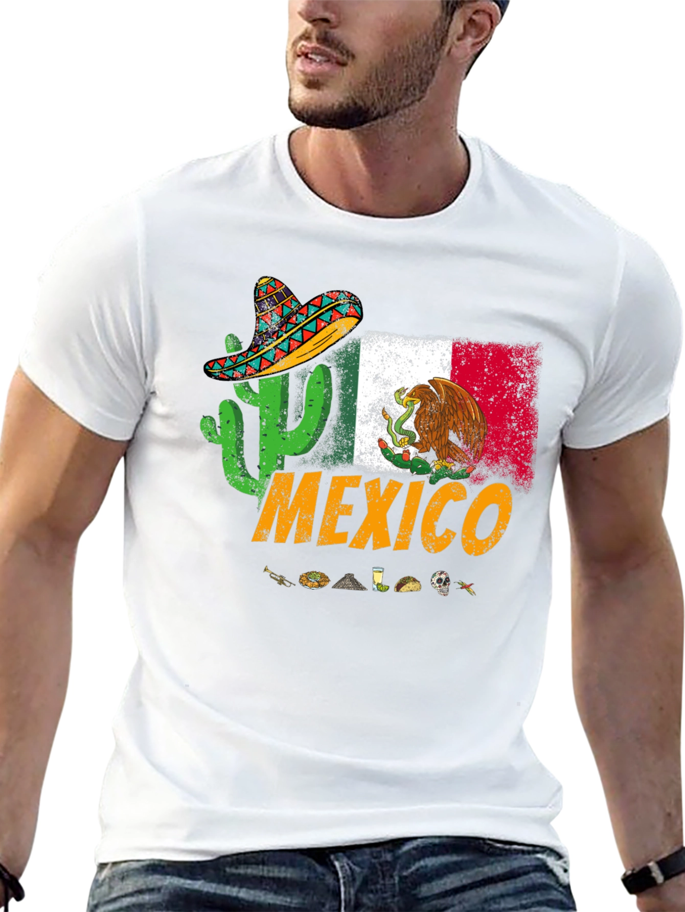 Mexico T-Shirt with Cactus and Sombrero