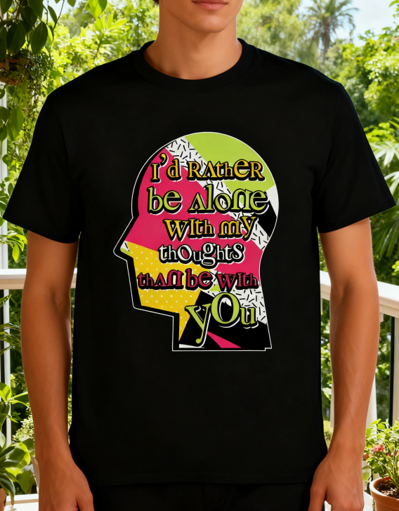 Bright 'Alone With Thoughts' Statement Tee for Modern Introverts