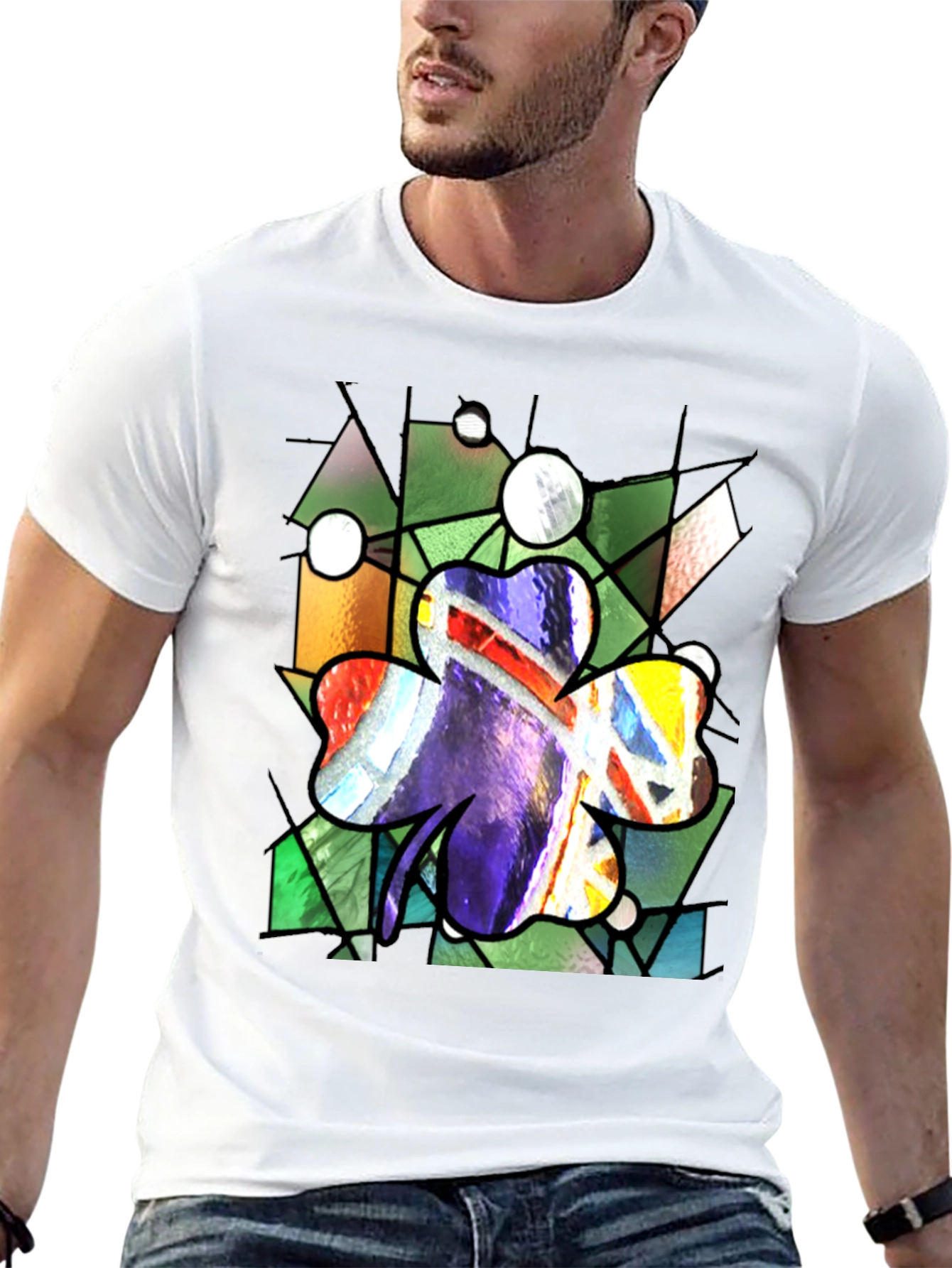Stained Glass Shamrock Graphic Tee