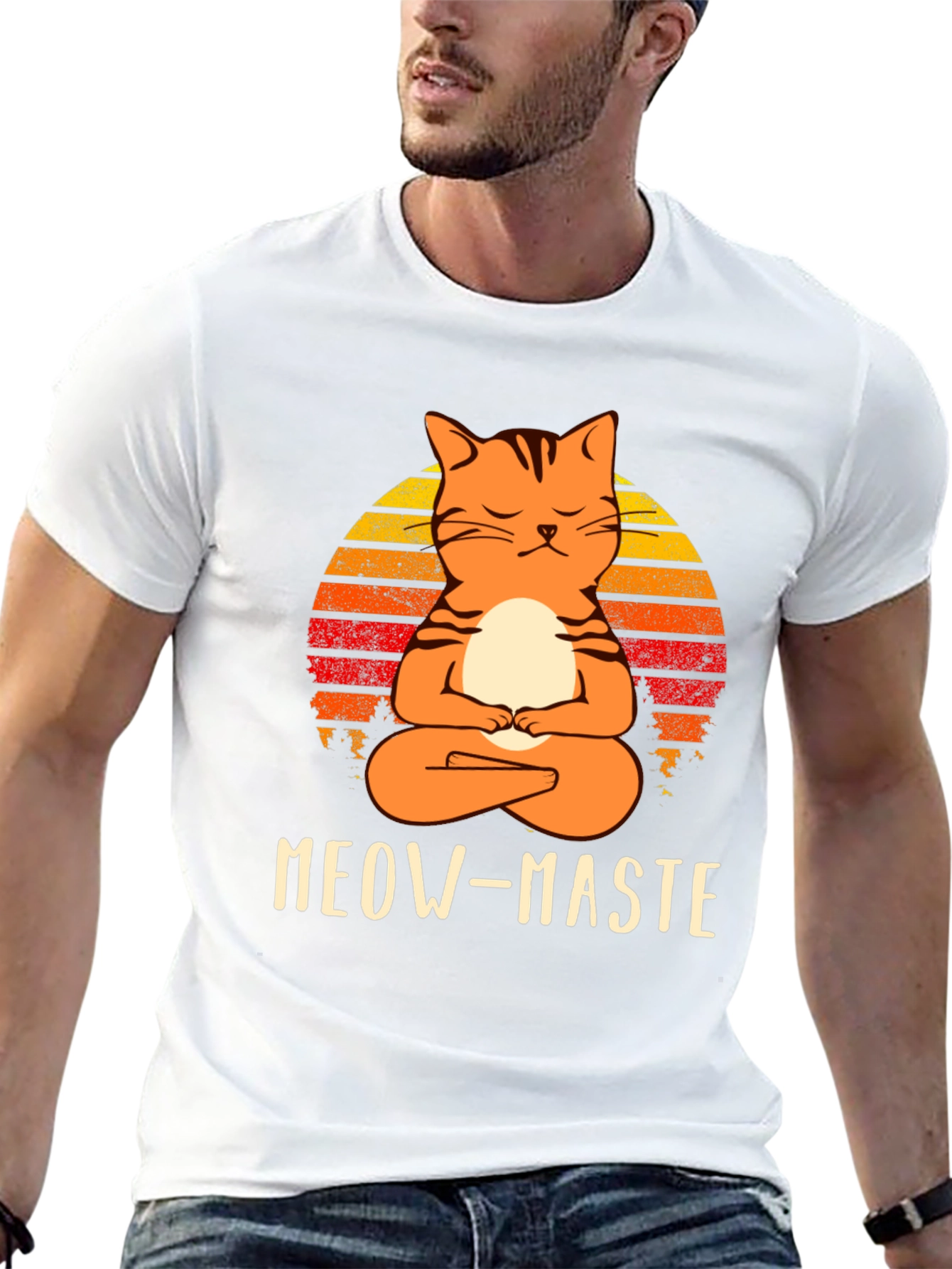 Meow-Maste Yoga Cat Graphic T-Shirt