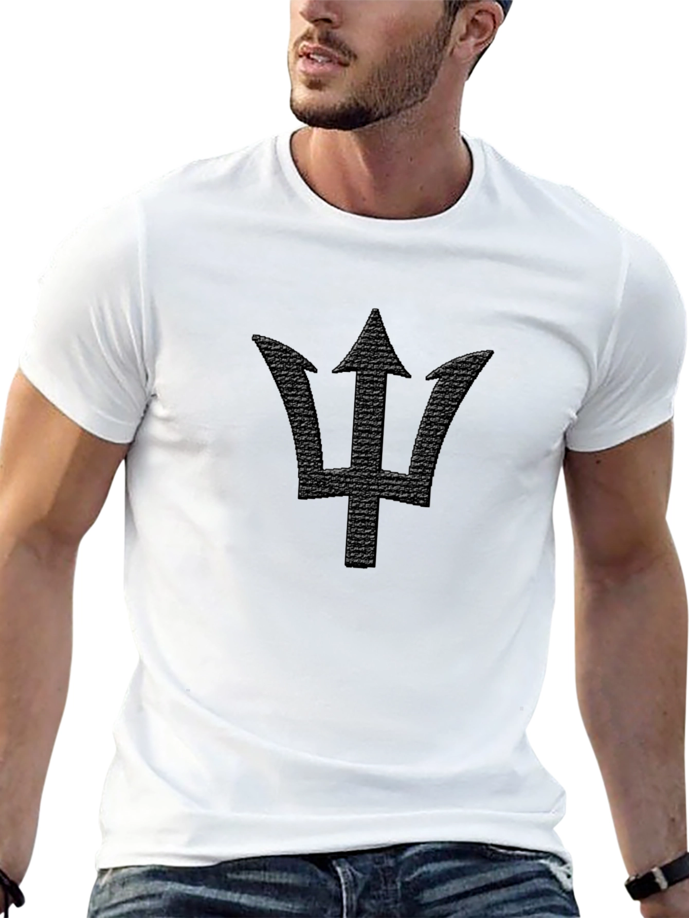 Black Trident Graphic Tee - Barbados Symbol