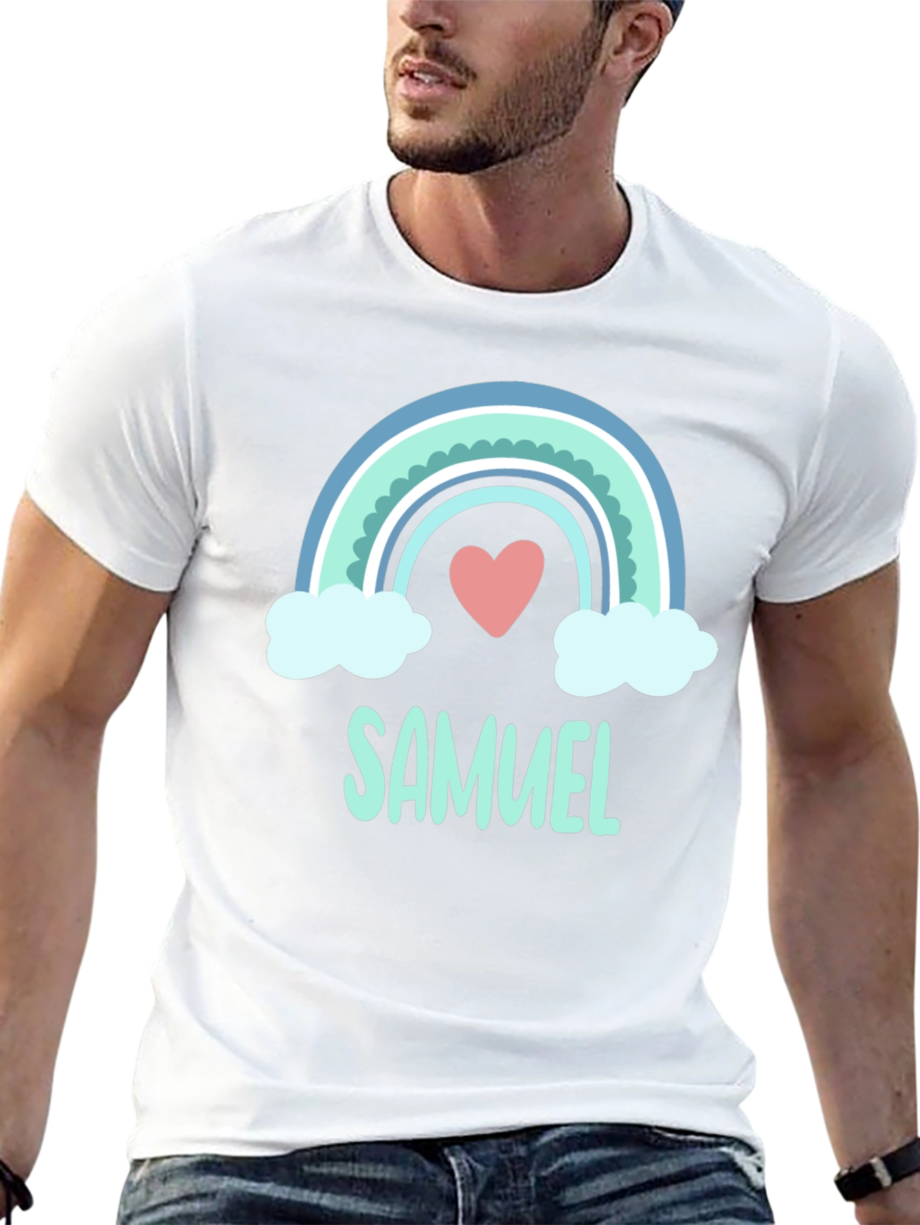 Personalized Samuel Rainbow Heart T-Shirt