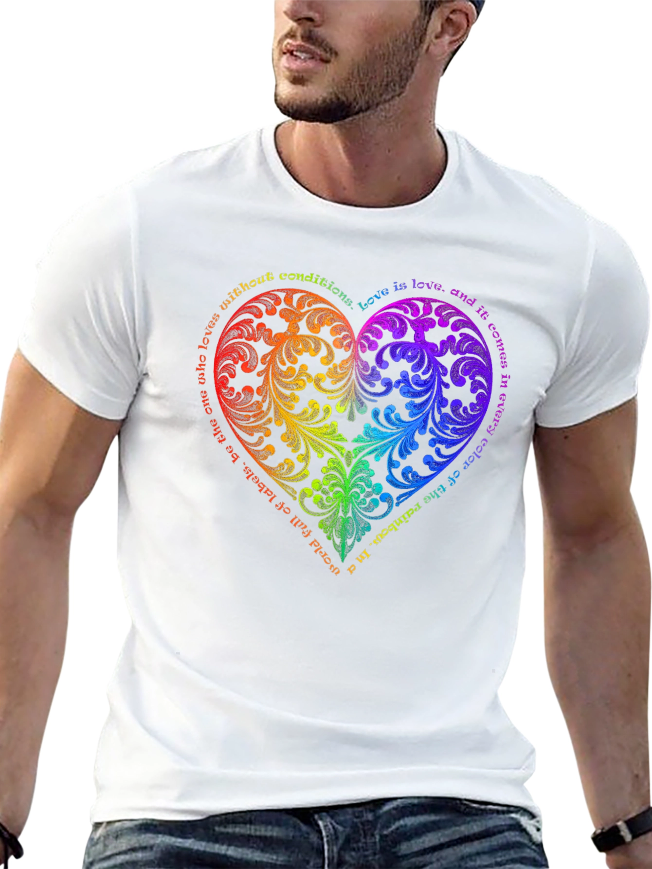 Rainbow Love Heart Graphic T-Shirt