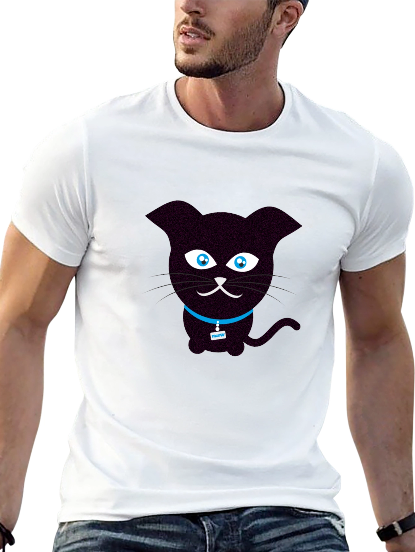 Cute Cartoon Black Cat T-Shirt