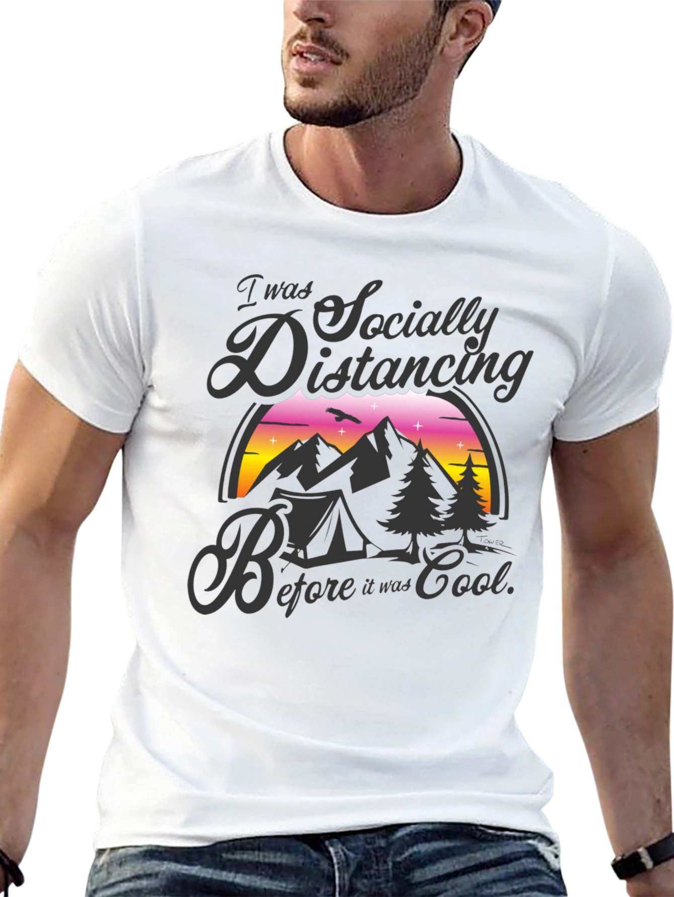 Socially Distancing Camping T-Shirt - Black