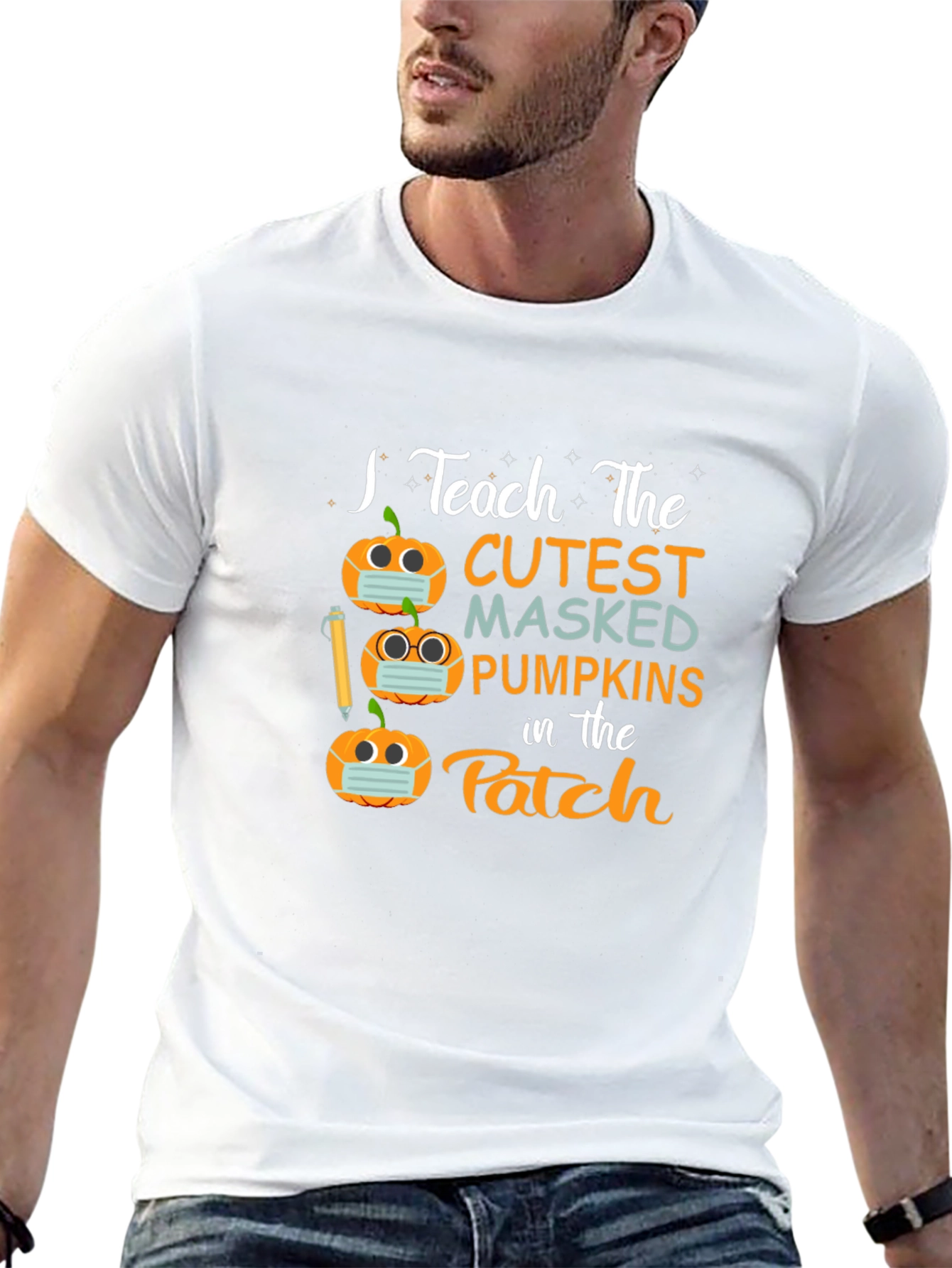 Teacher Halloween Shirt - Masked Pumpkins